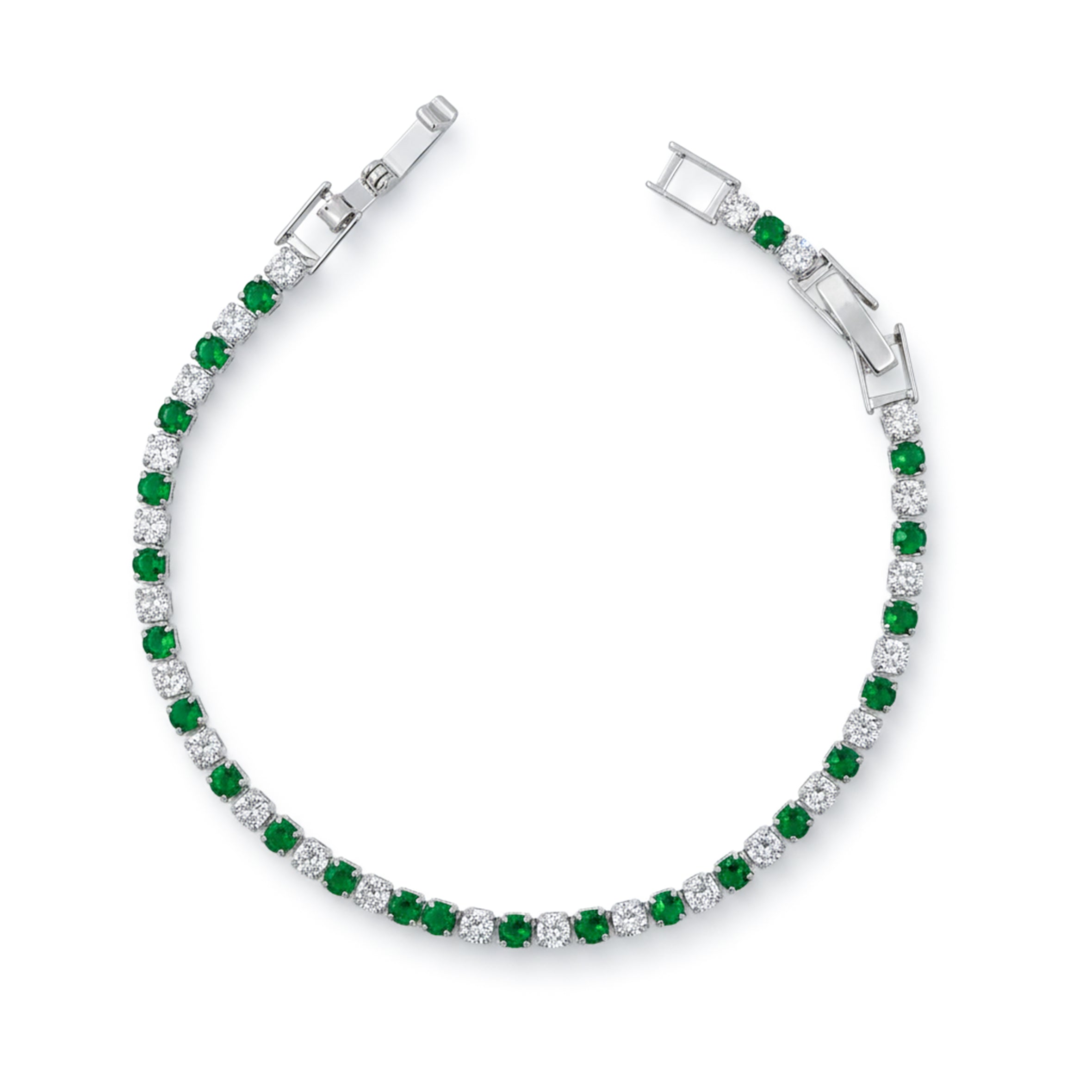 Emerald & Diamond Alternating Tennis Bracelet GWB -61