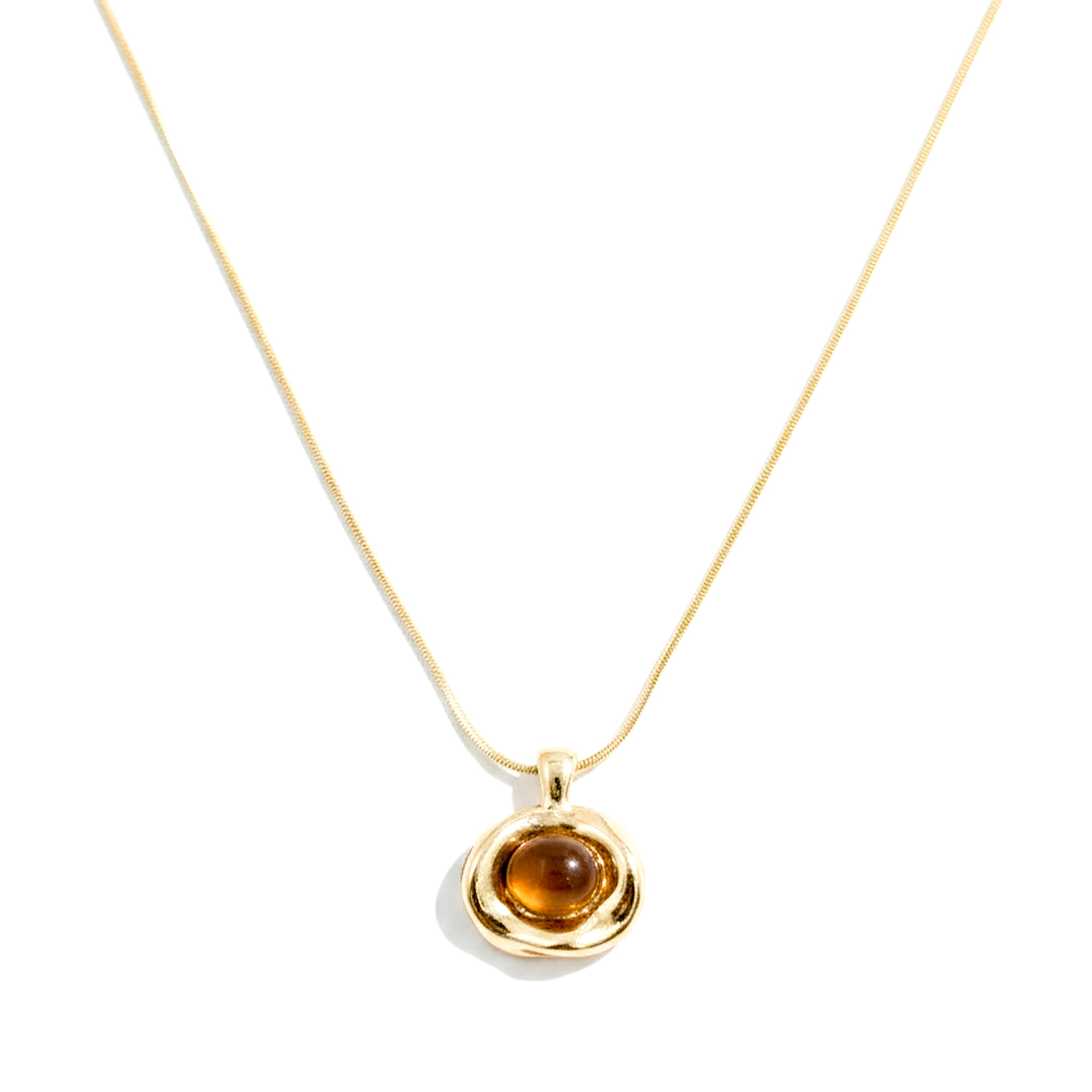 Amber Gold Pendant Necklace GWN -66