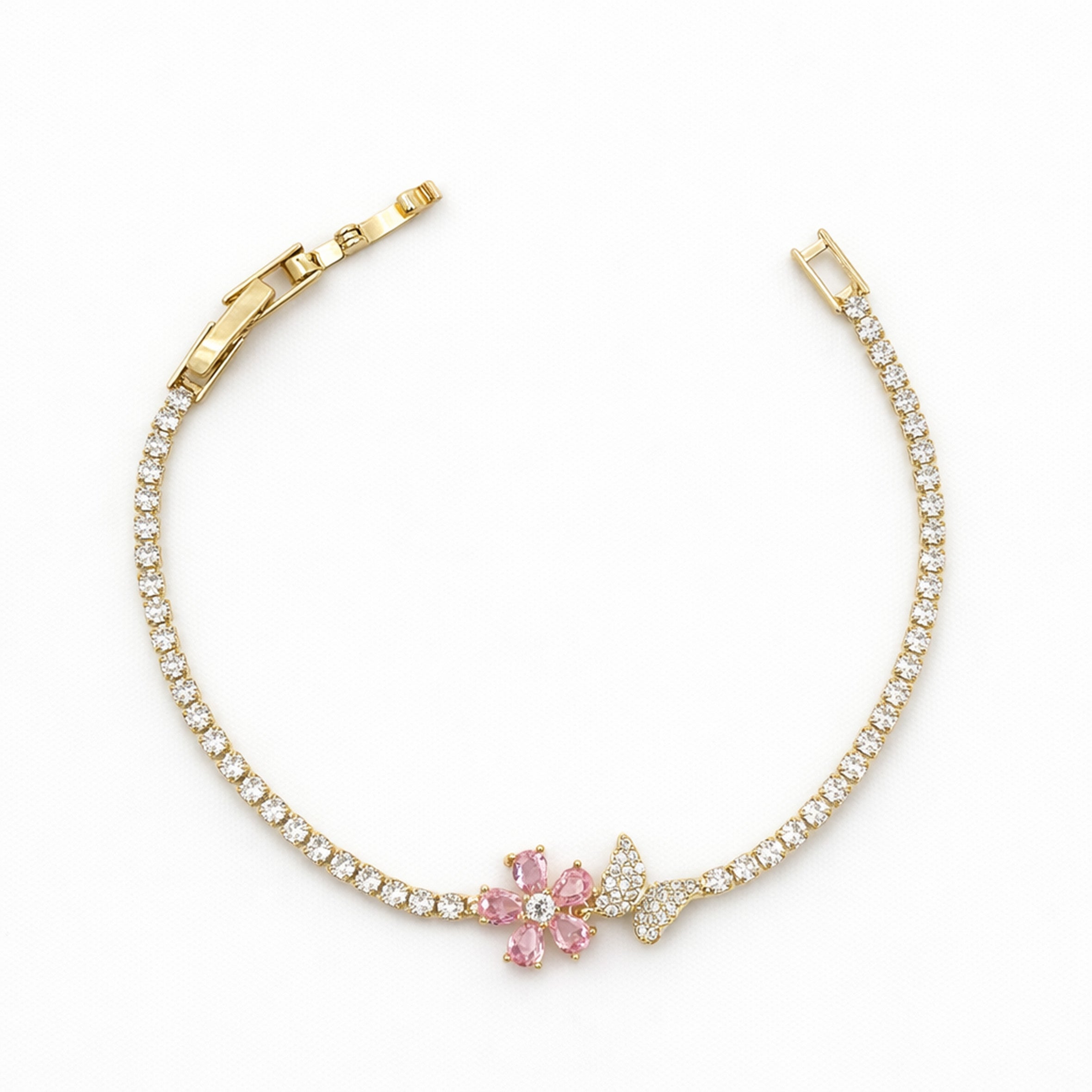 Pink Blossom Butterfly Tennis Bracelet GWB -93