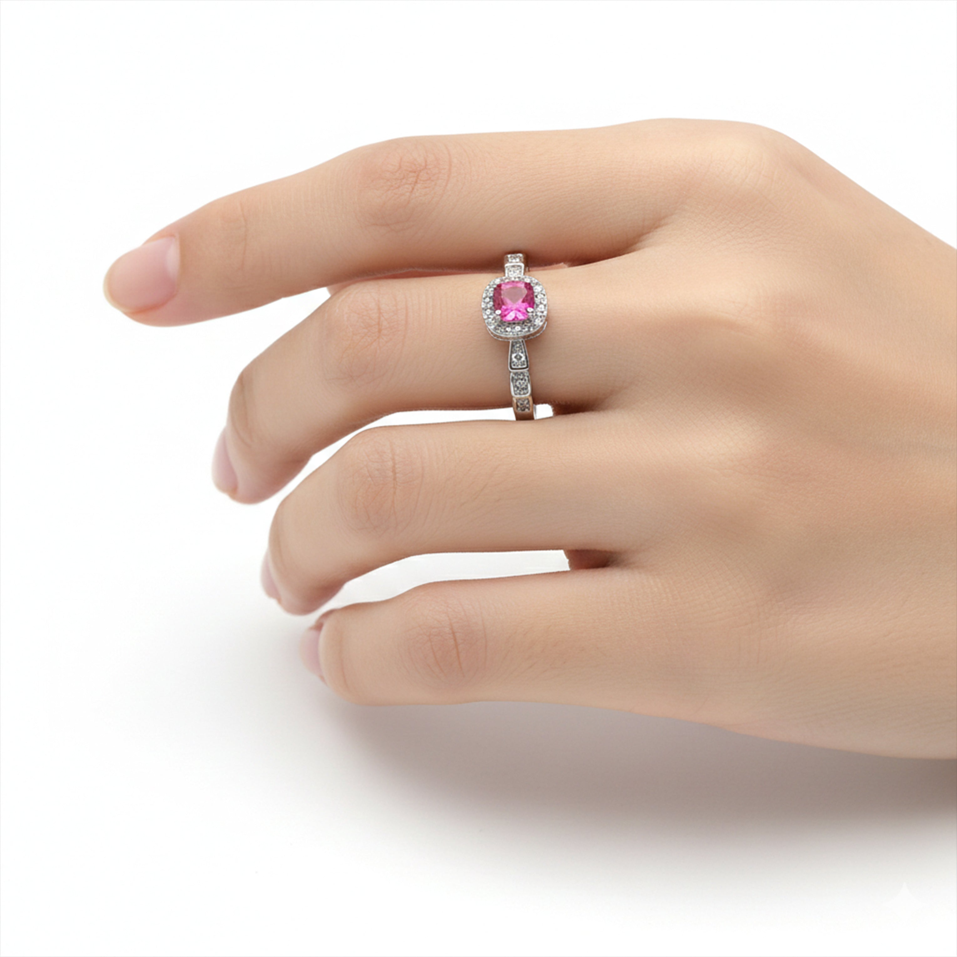 Royal Pink Halo Ring GWR -38
