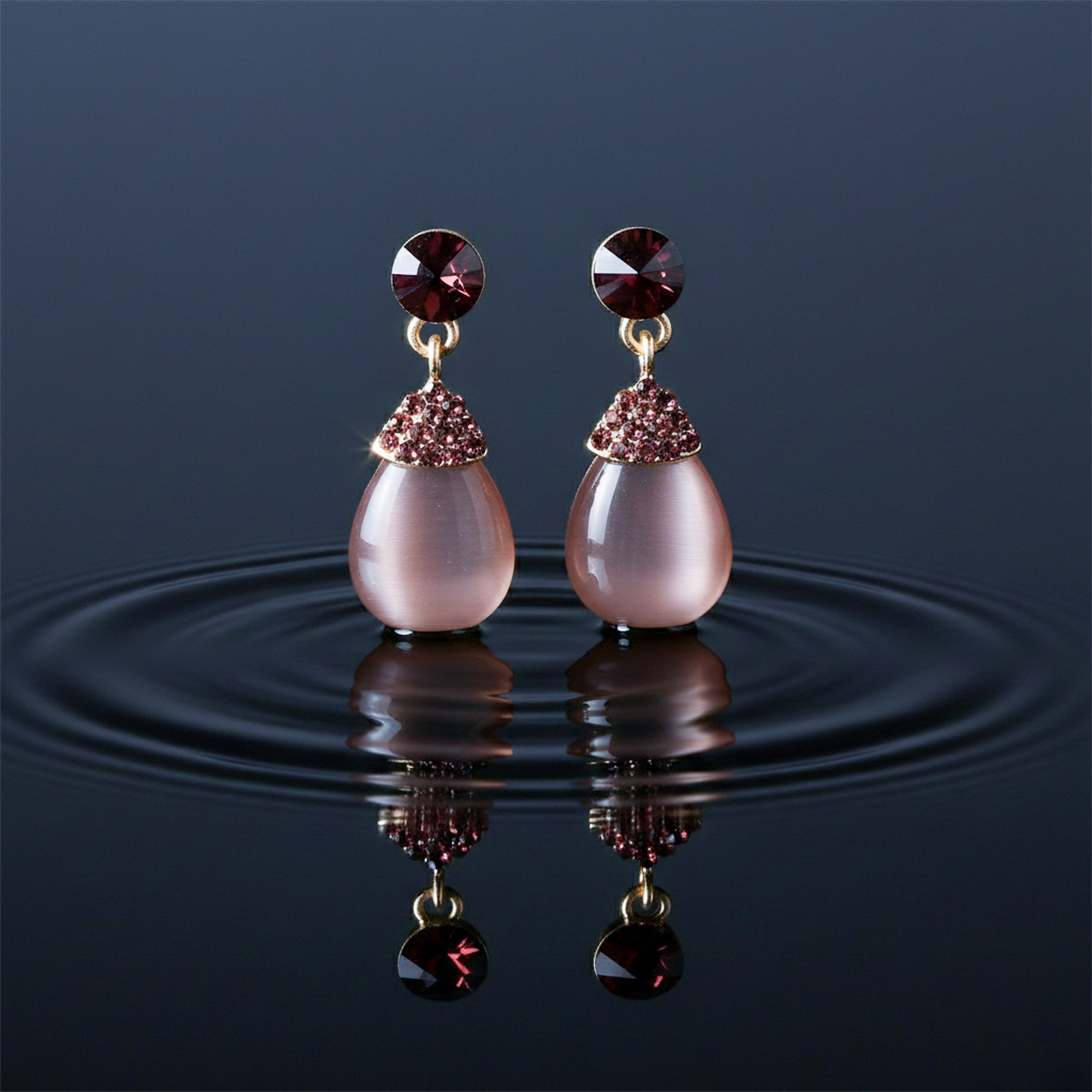 Smoky Teardrop Crystal Earrings GWE -214