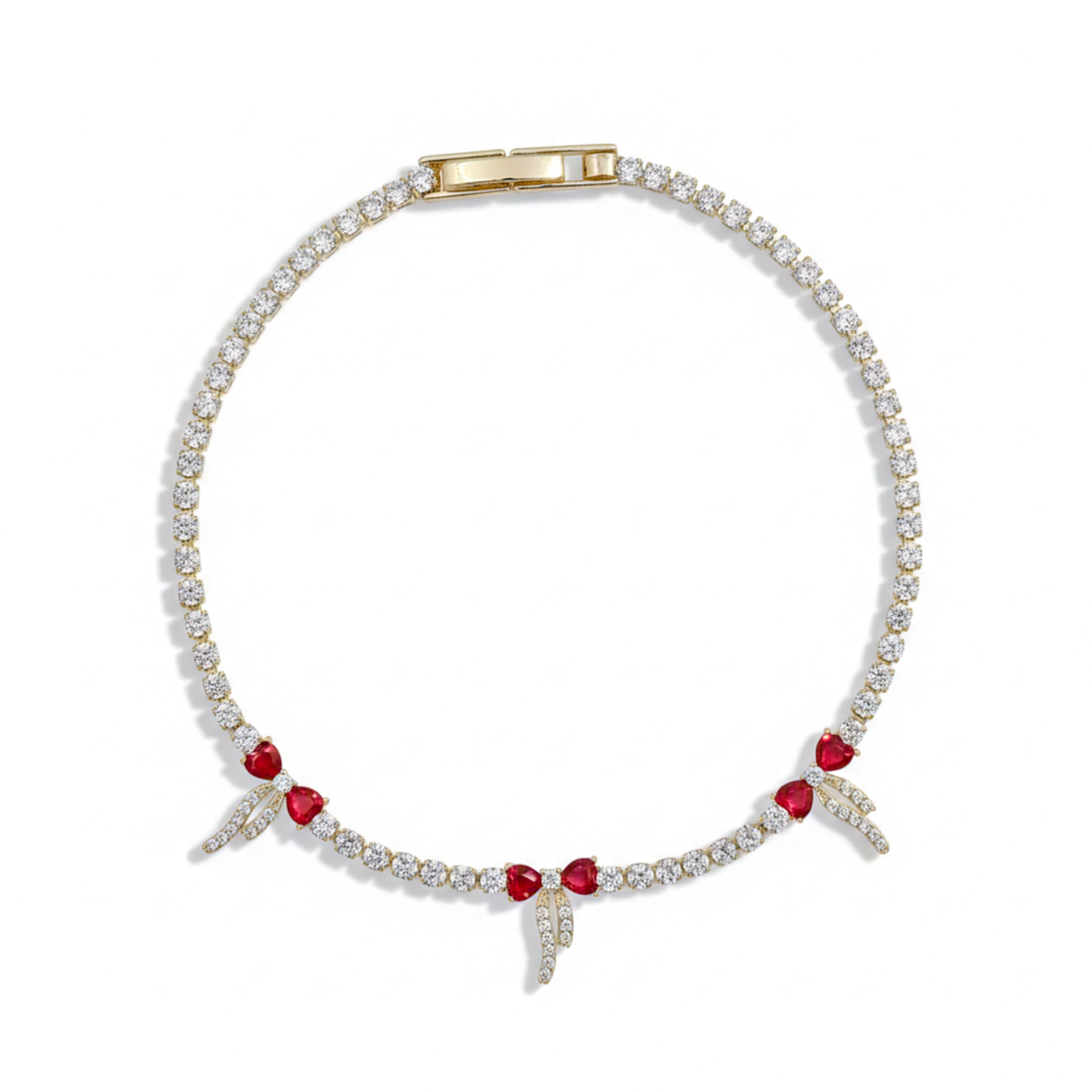 Ruby Bow Tennis Bracelet GWB -100