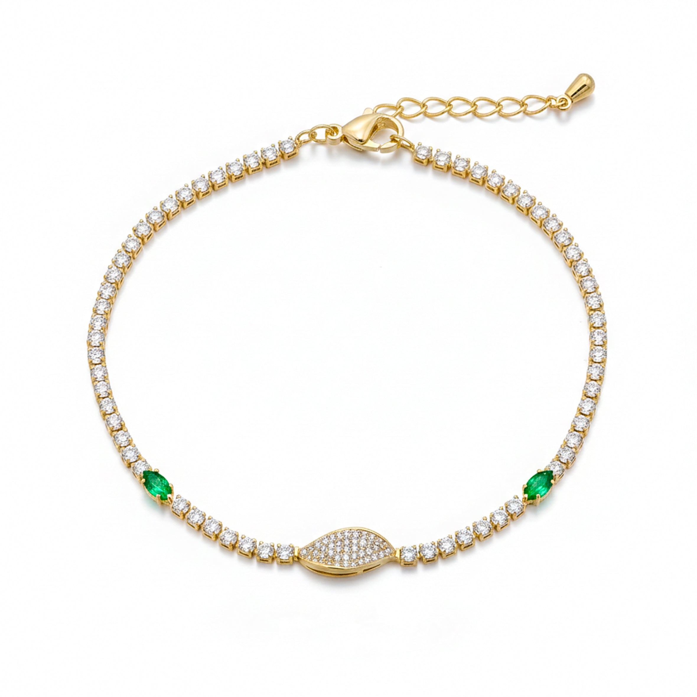 Gold Emerald Accent Tennis Bracelet GWB -106