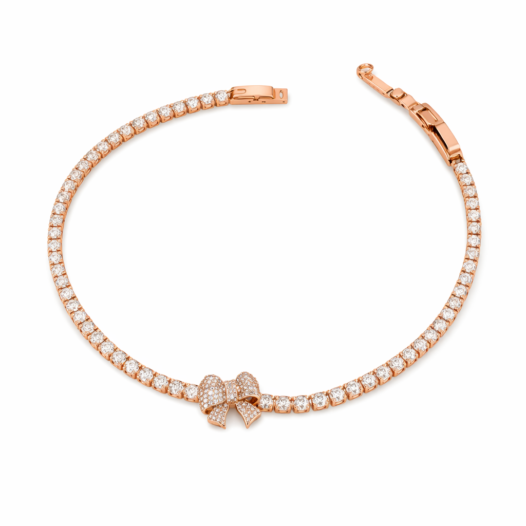 Rose Gold Bowknot Tennis Bracelet GWB -91