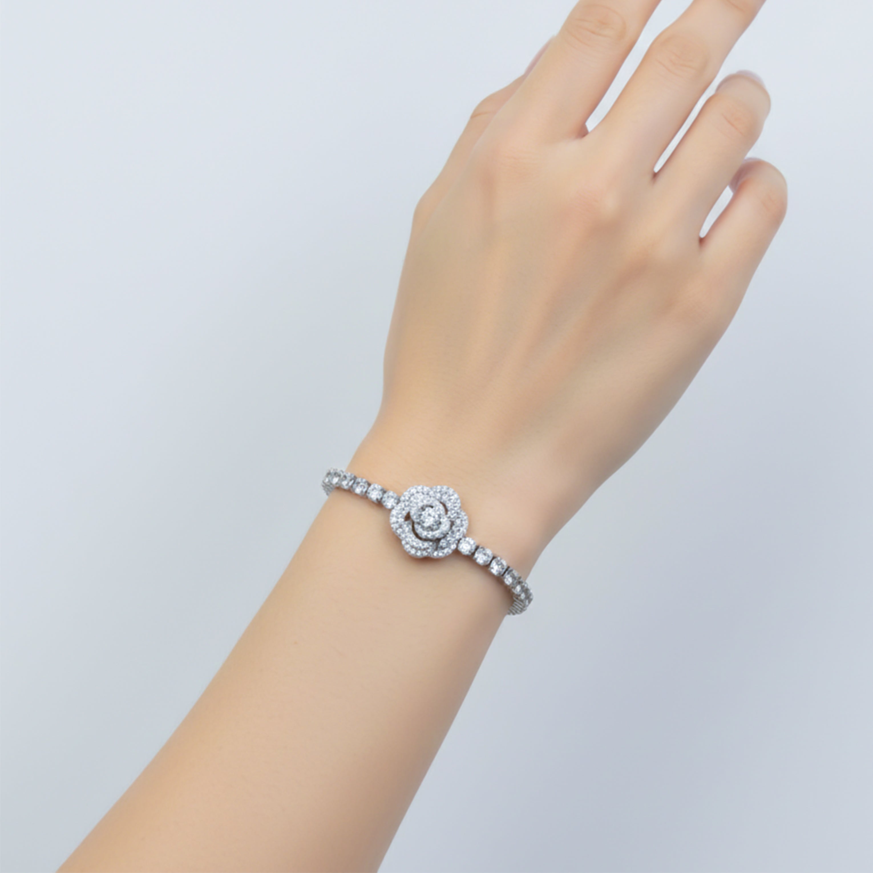 Classic Floral Diamond Tennis Bracelet GWB -64