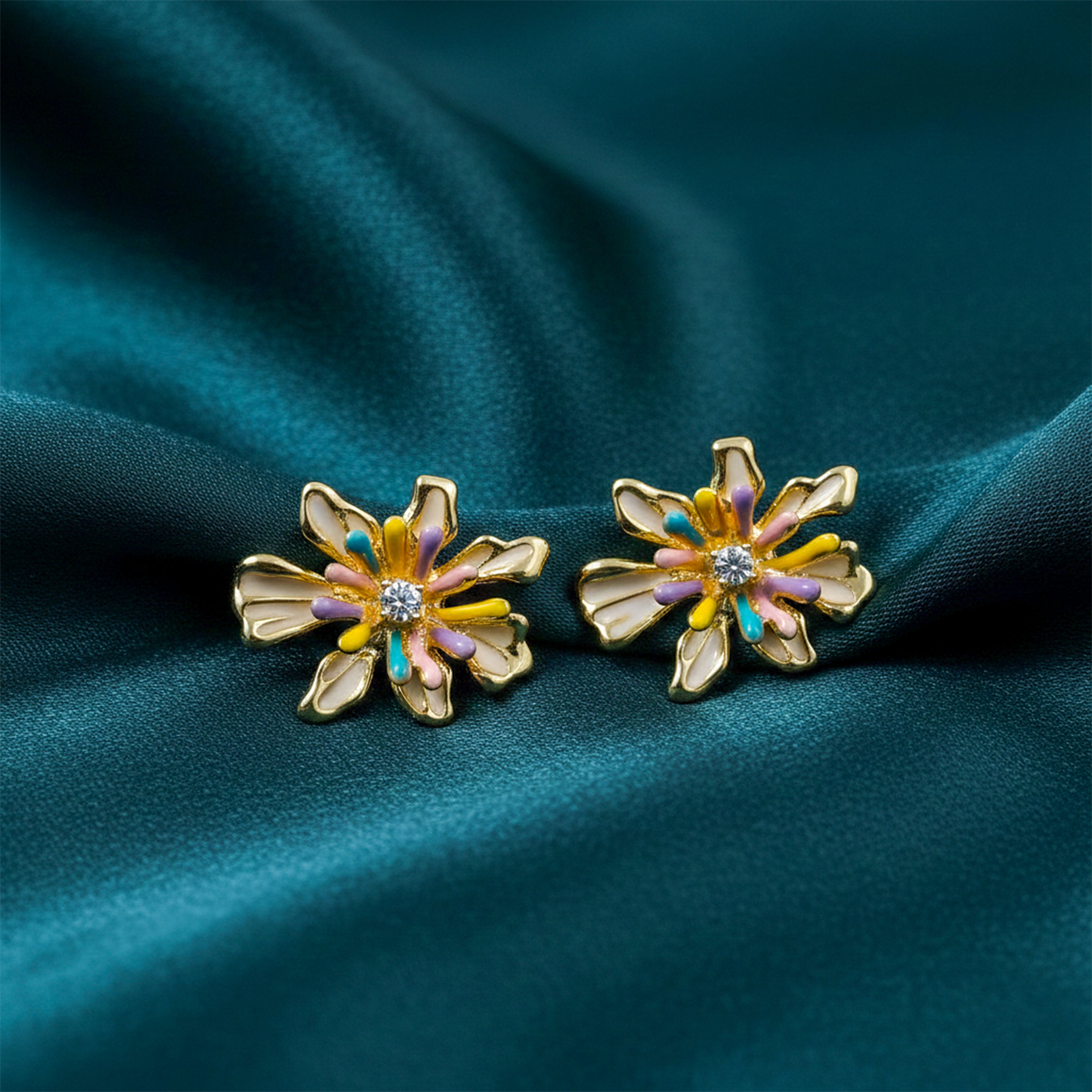 Rainbow Bloom Stud Earrings GWE -154