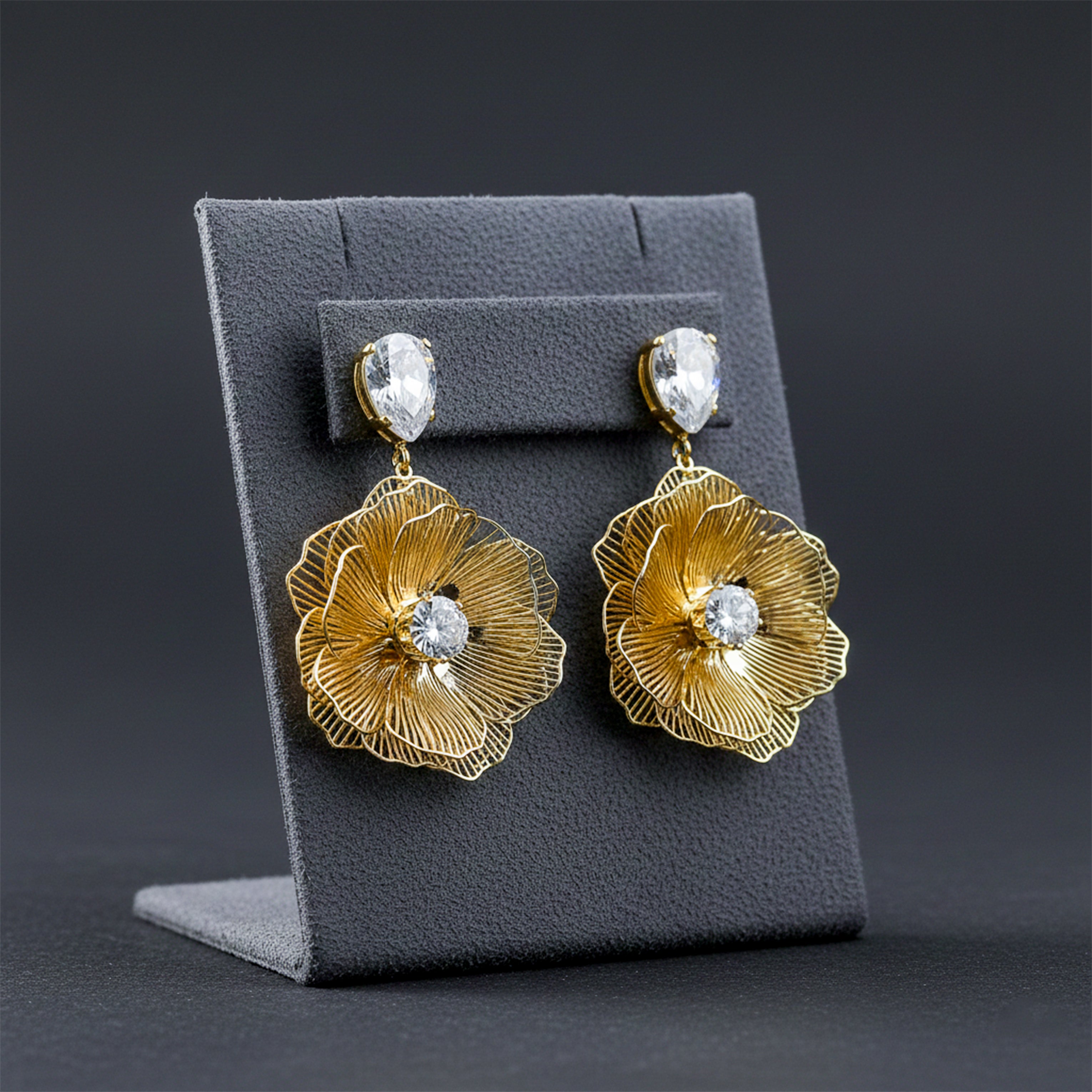 Luxury Gold Floral Drop Earrings GWE -127