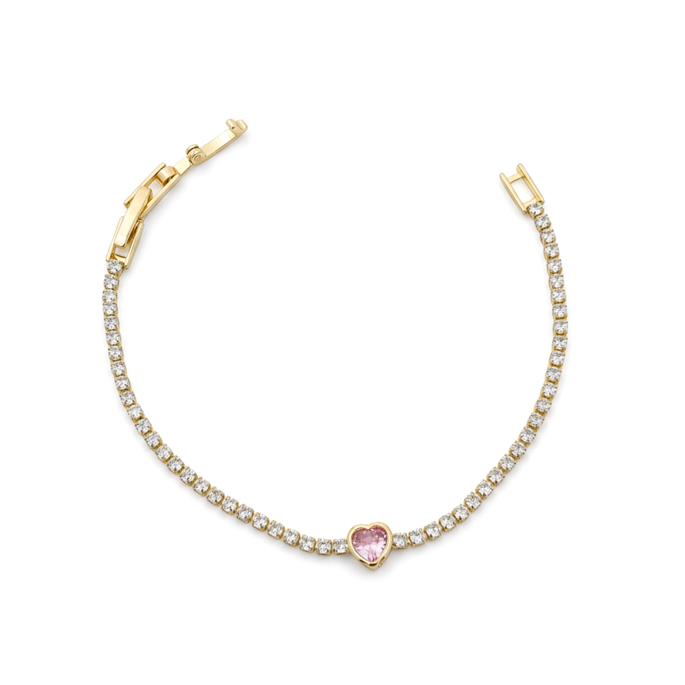 Pink Heart Tennis Bracelet GWB -98