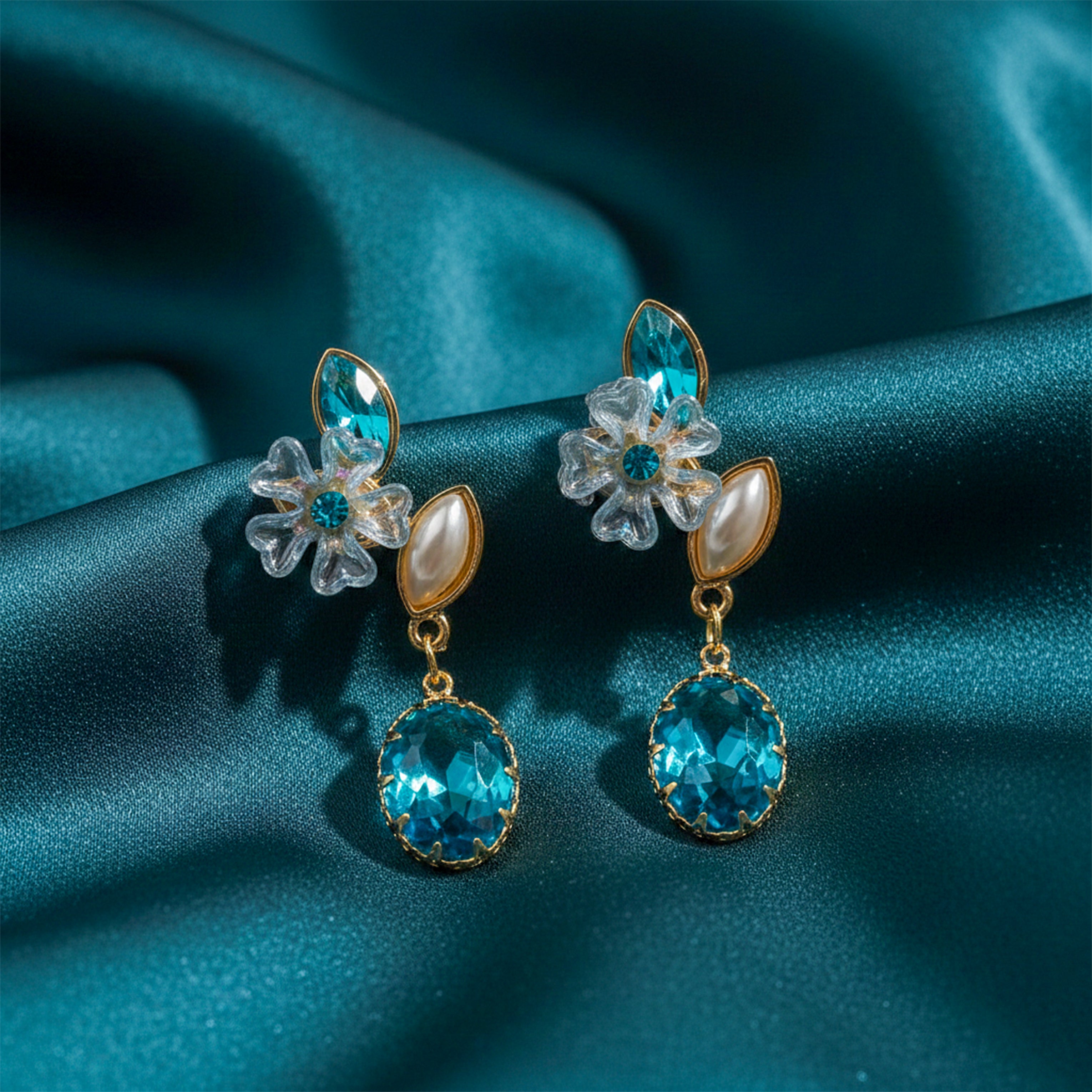 Aqua Blossom Earrings GWE -239