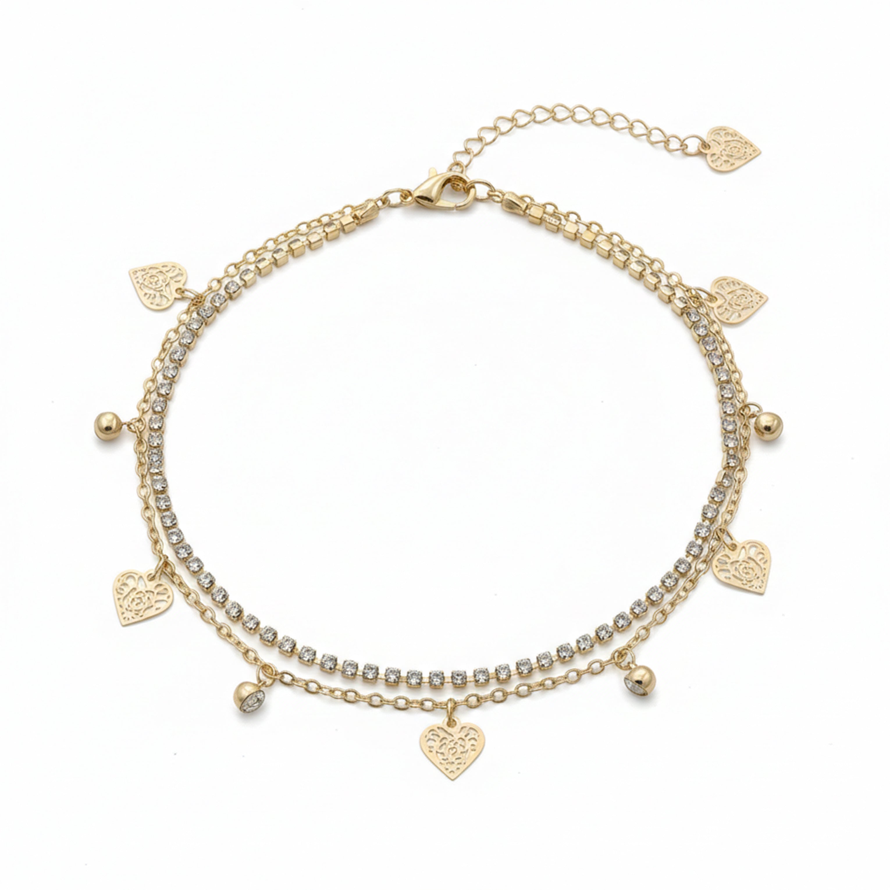 Heart Layered Anklet GWA -38