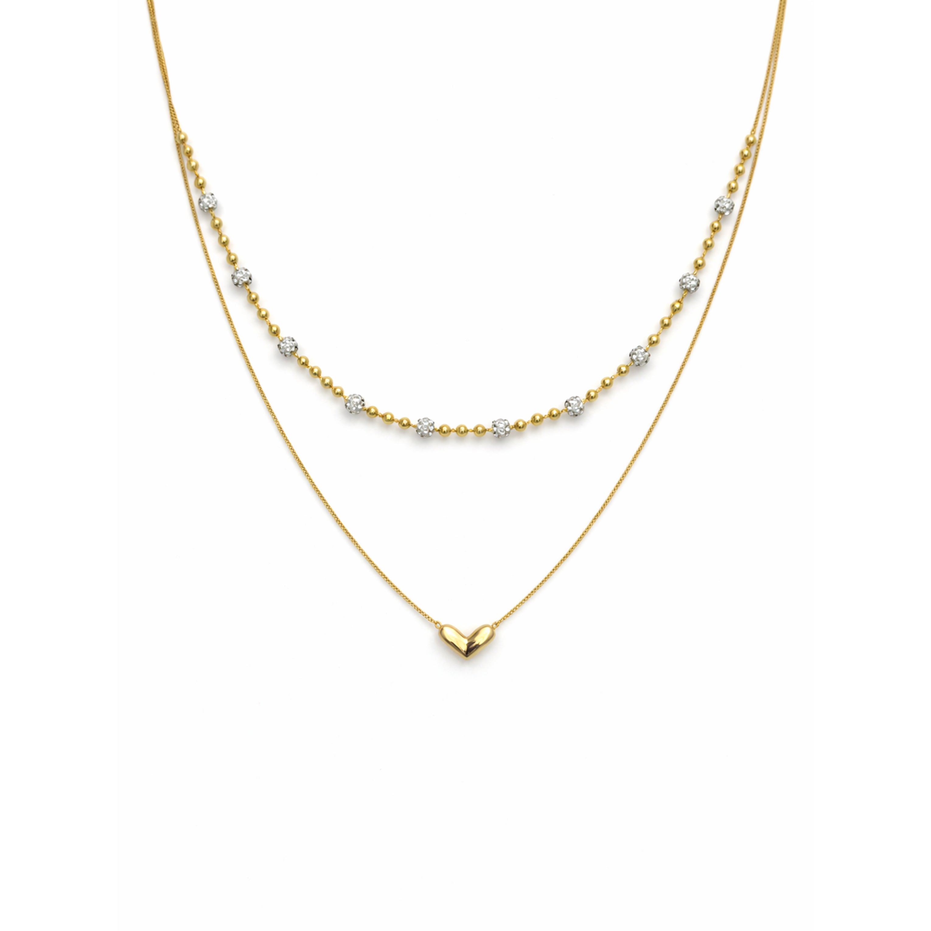 Layered Heart & Spark Beaded Necklace GWN -63