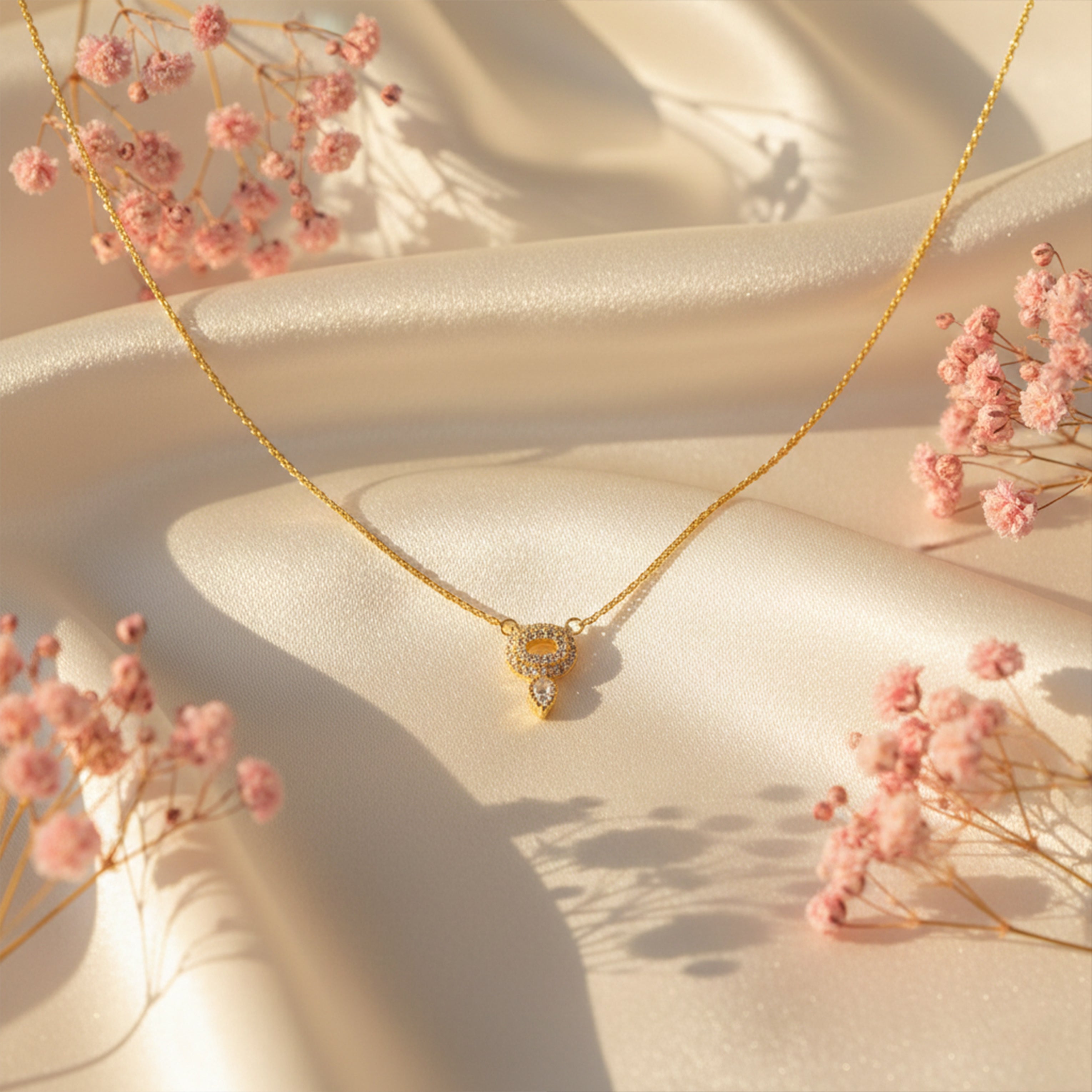 Silver Clover Spark Charm Necklace GWN -56