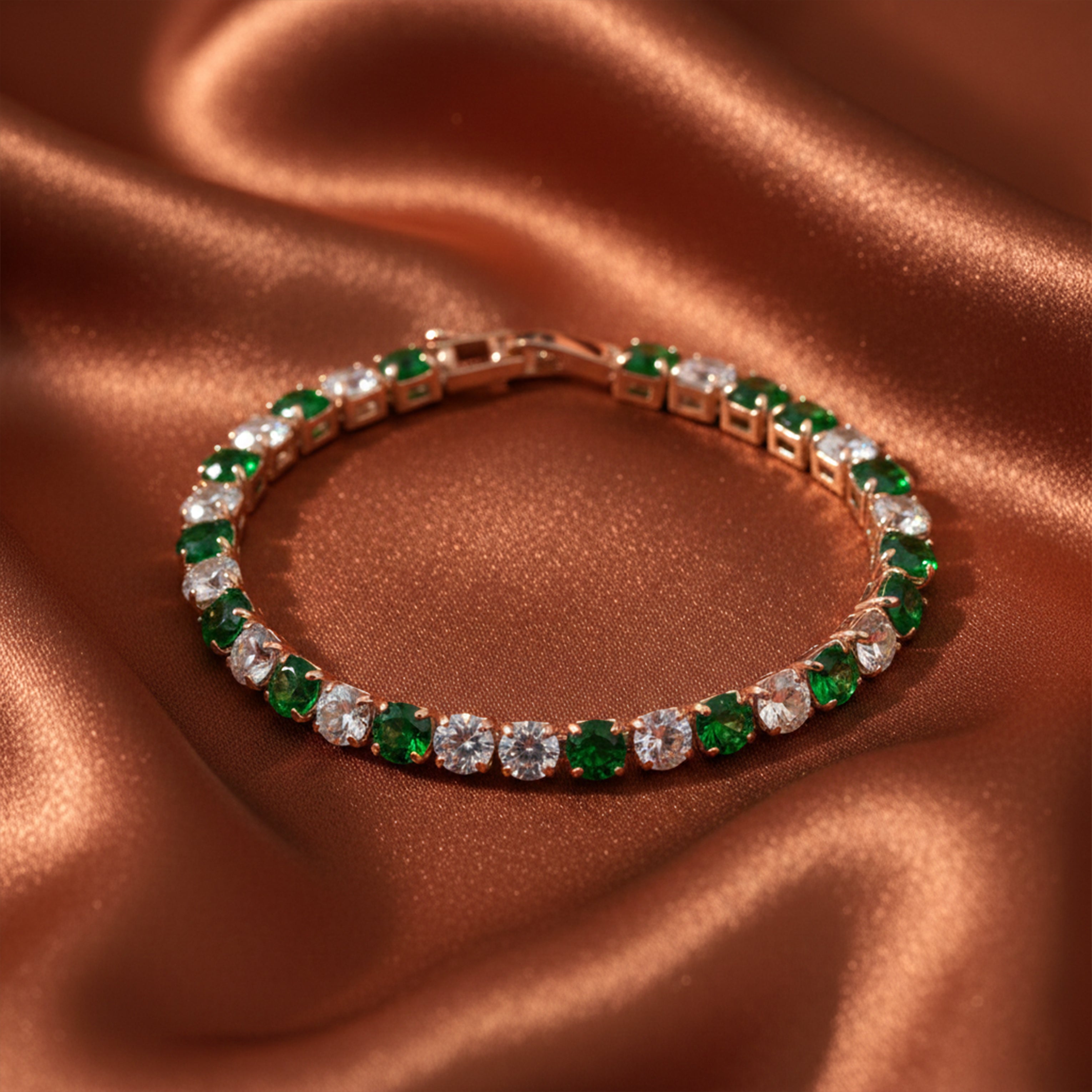 Emerald & Diamond Tennis Bracelet GWB -59
