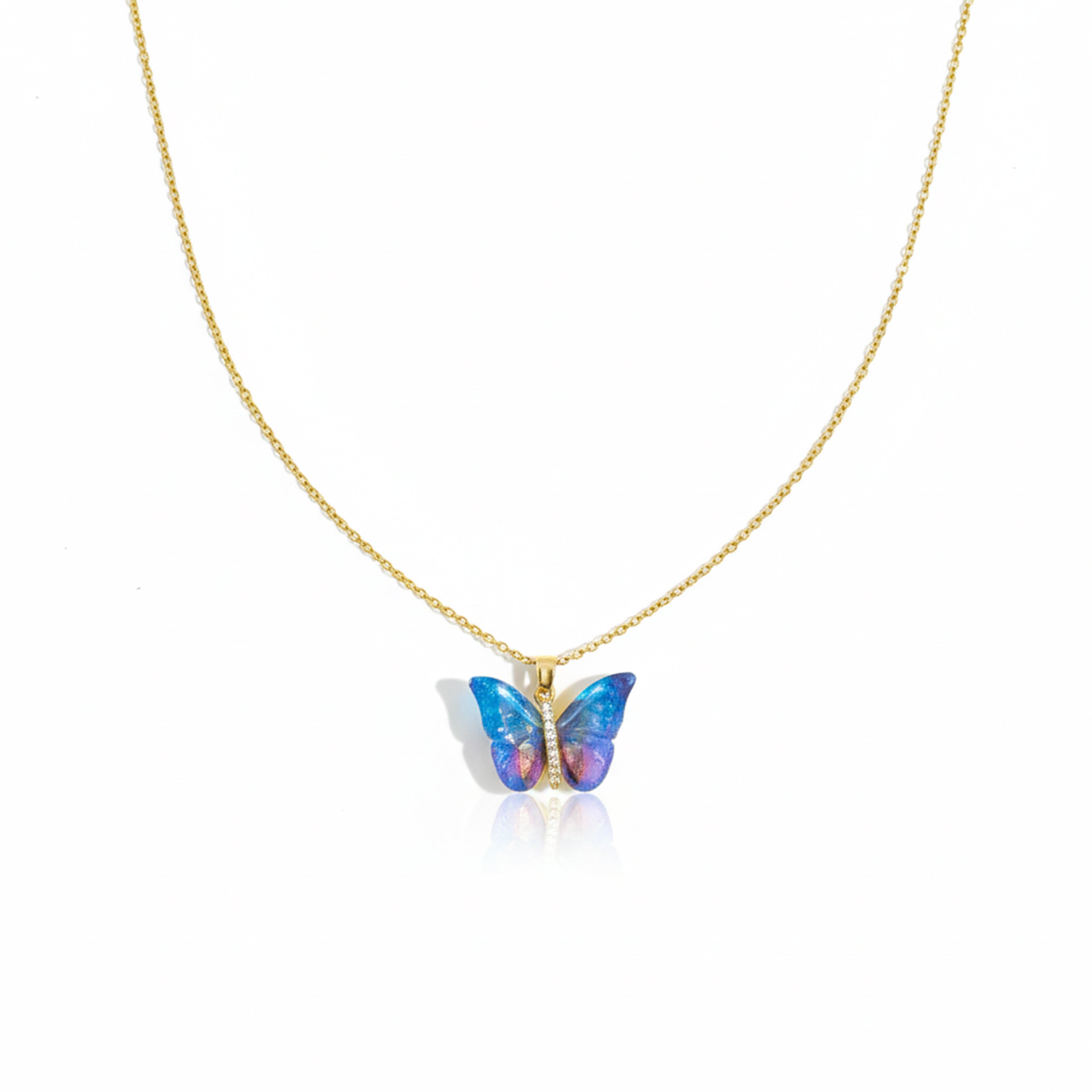 Aurora Butterfly Pendant Necklace in Gold Finish GWN -155