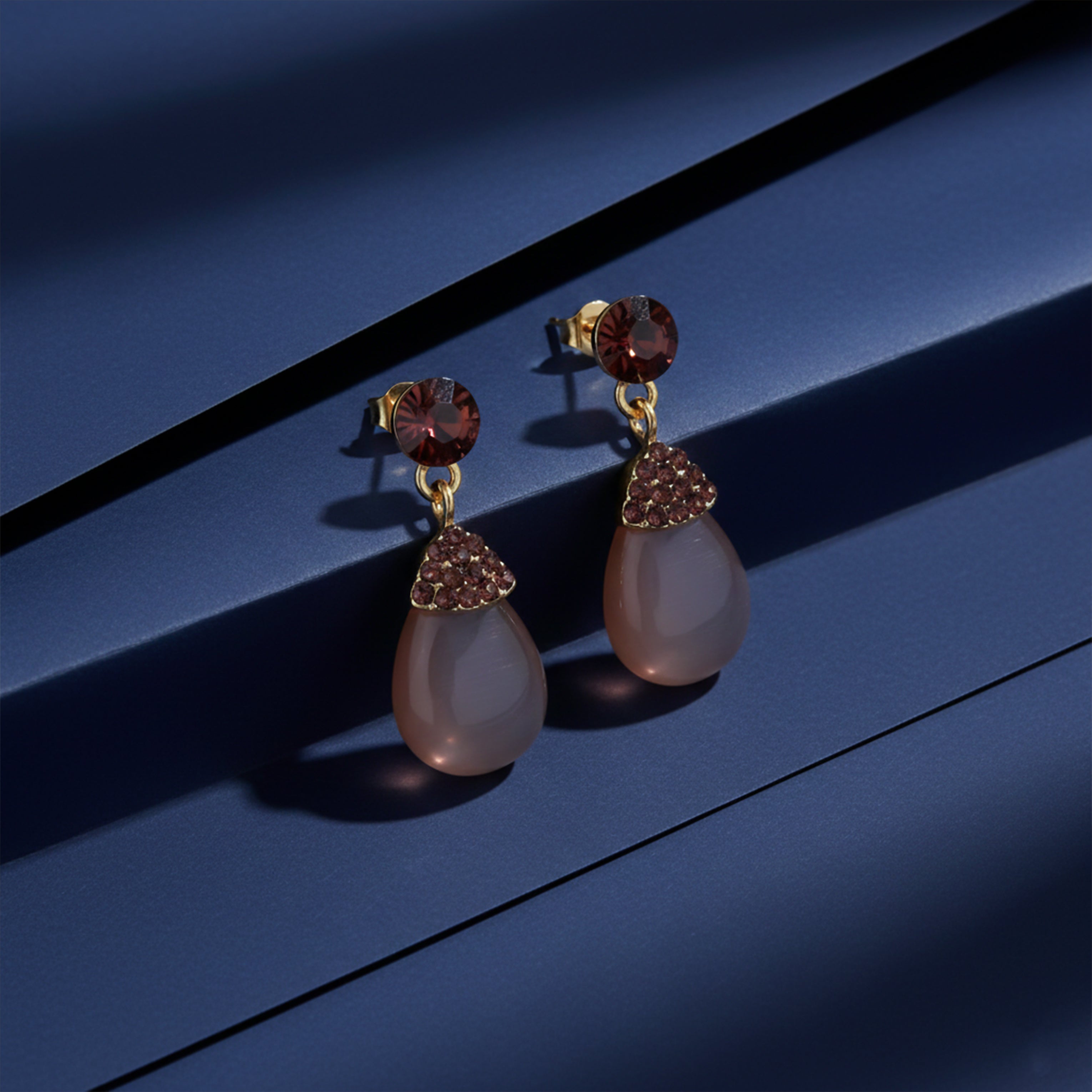 Smoky Teardrop Crystal Earrings GWE -214