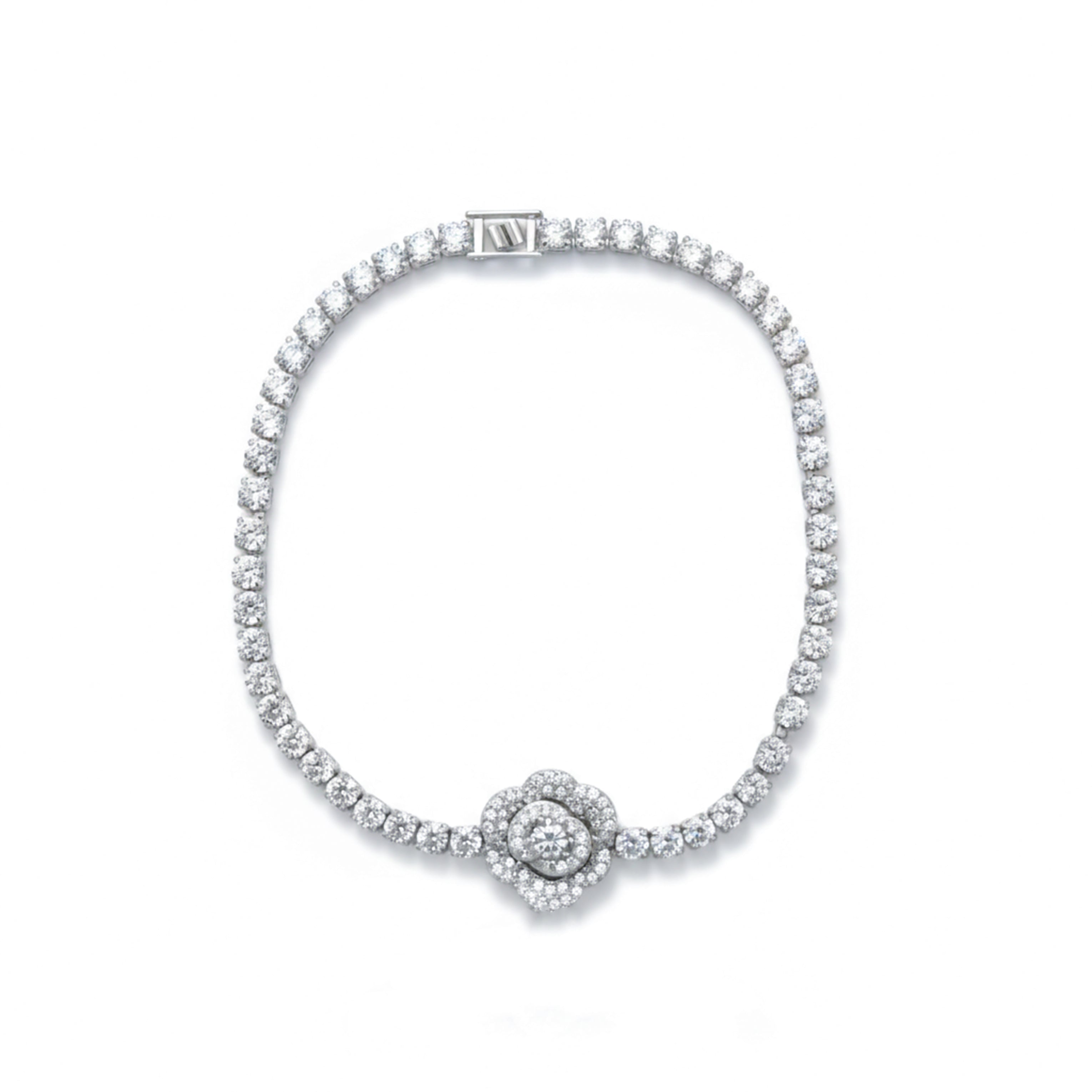 Classic Floral Diamond Tennis Bracelet GWB -64