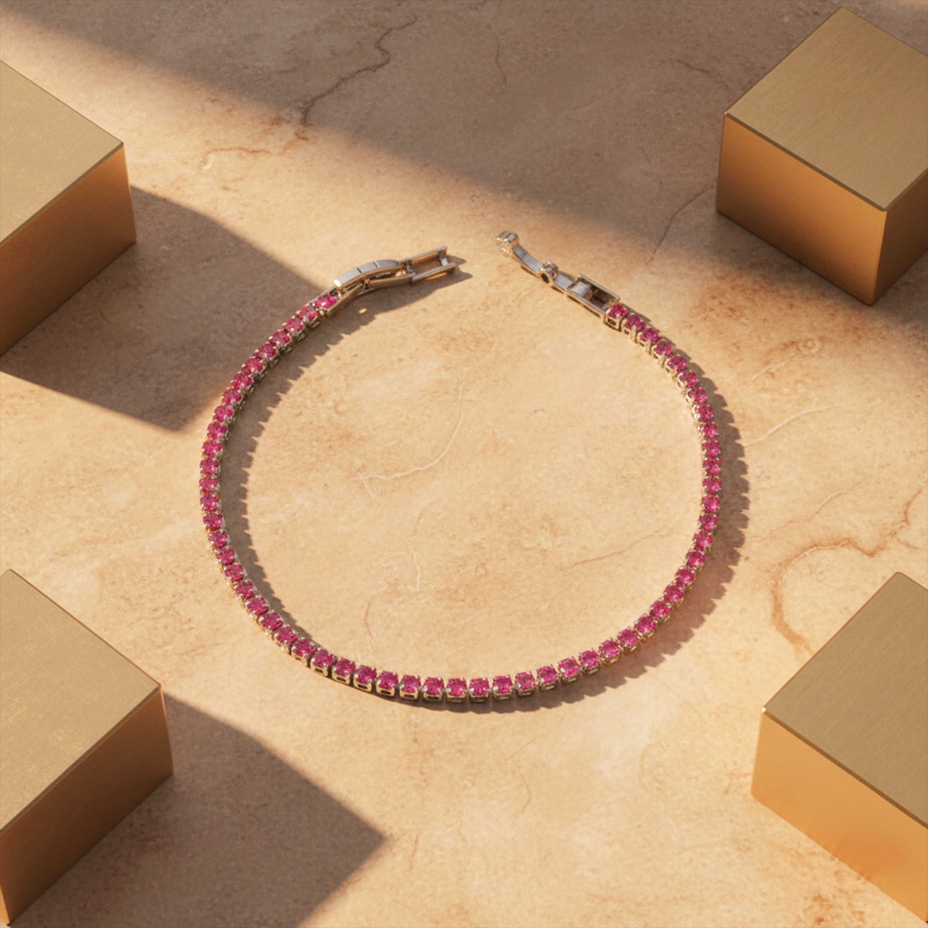 Pink Sapphire Tennis Bracelet GWB -58