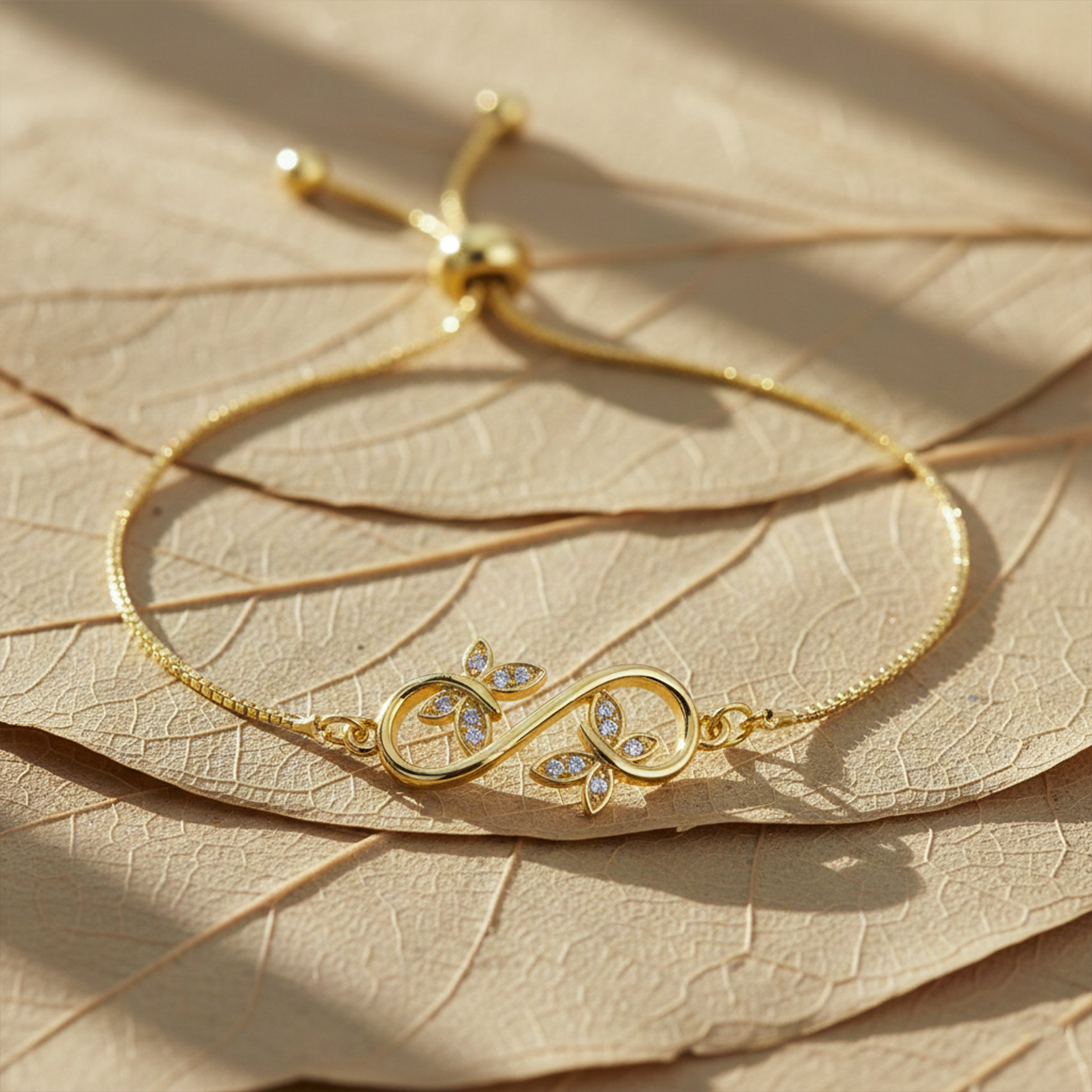 Gold Infinity Floral Adjustable Bracelet GWB -165