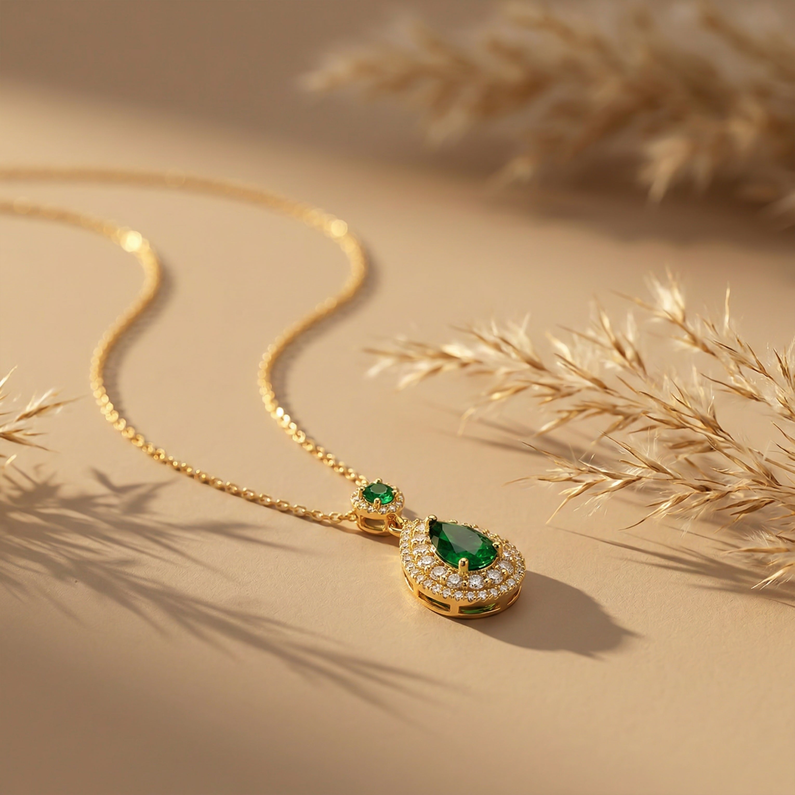 Teardrop Halo Pendant Necklace GWN -106