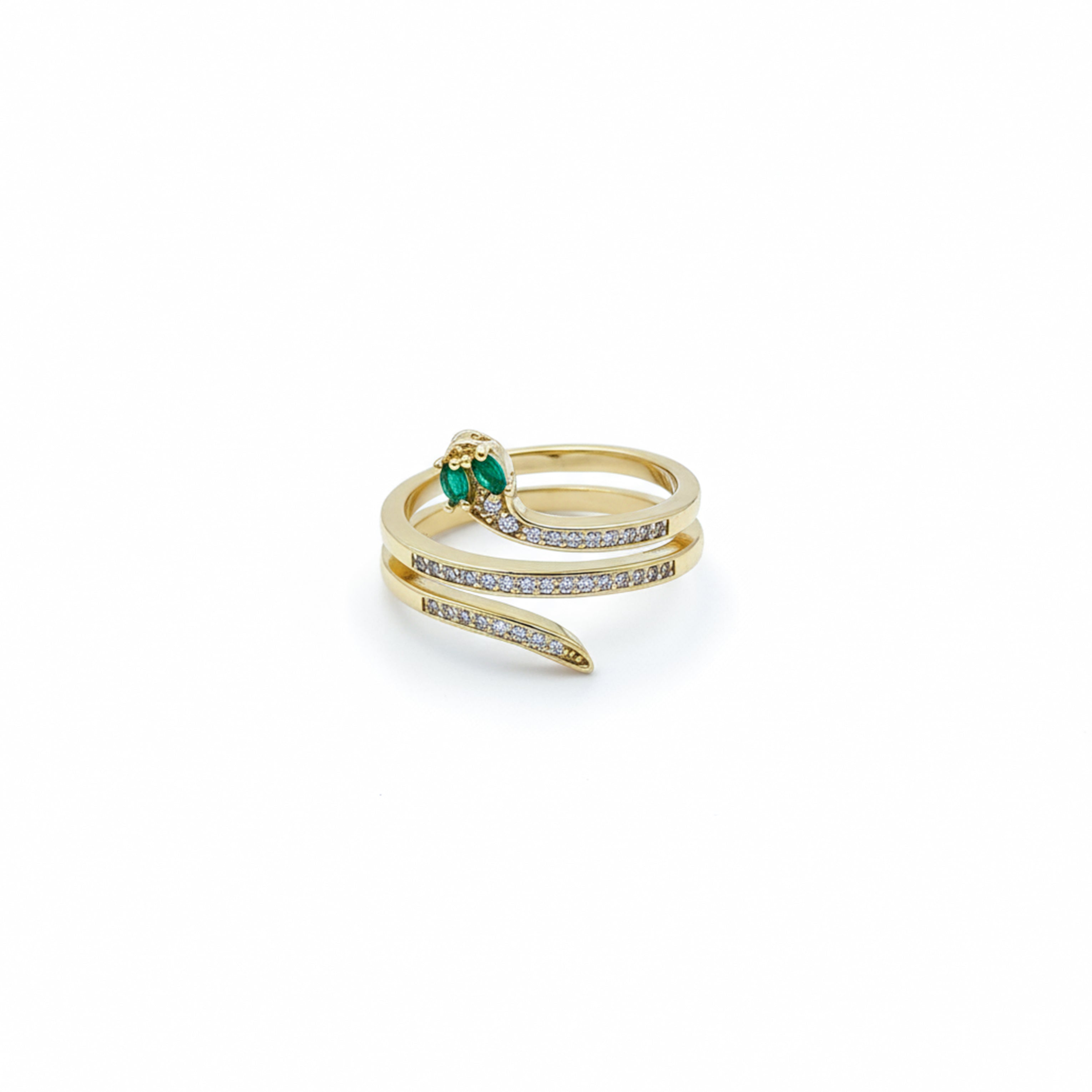 Gold Emerald Snake Ring GWR -59