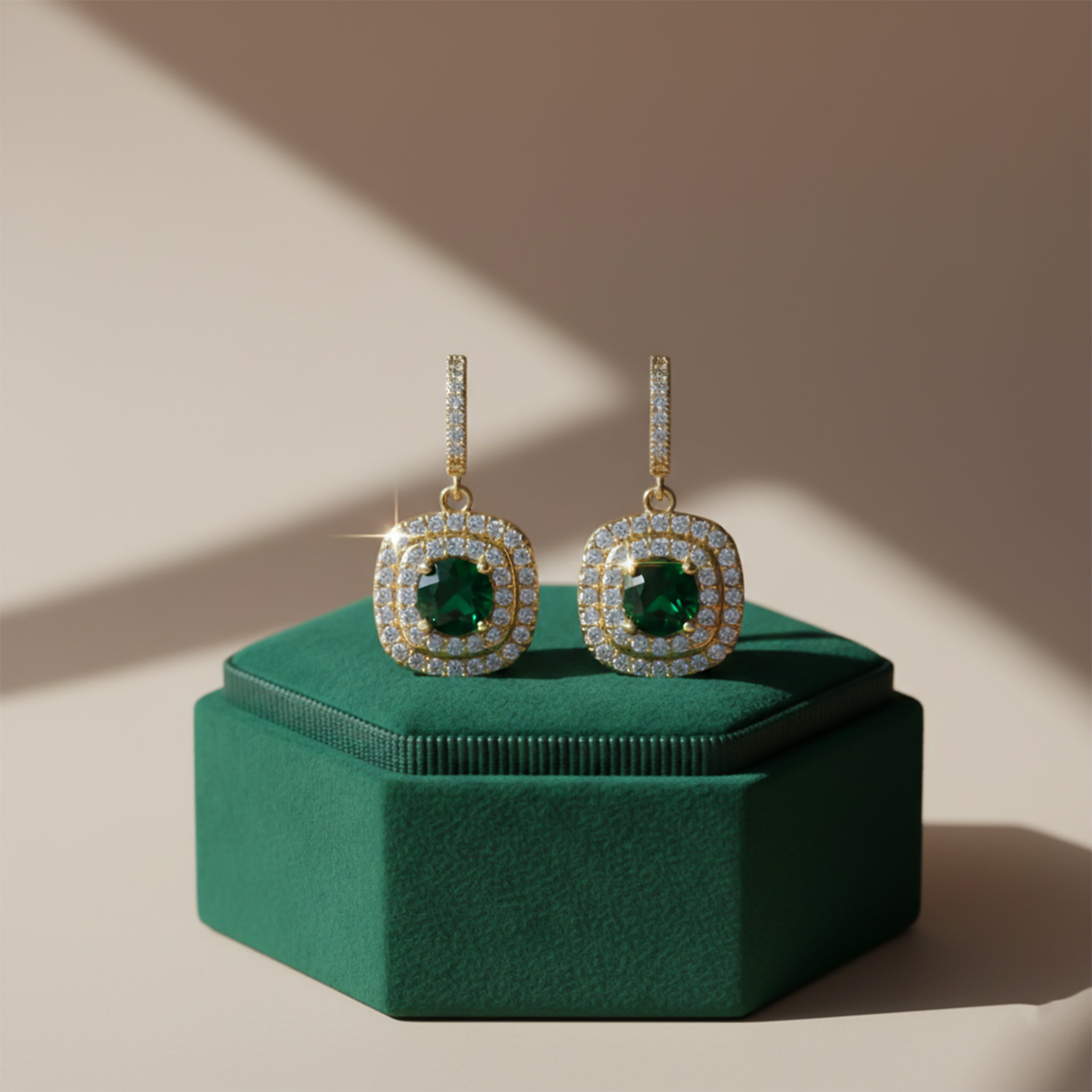 Emerald Green Crystal Drop Earrings GWE -134