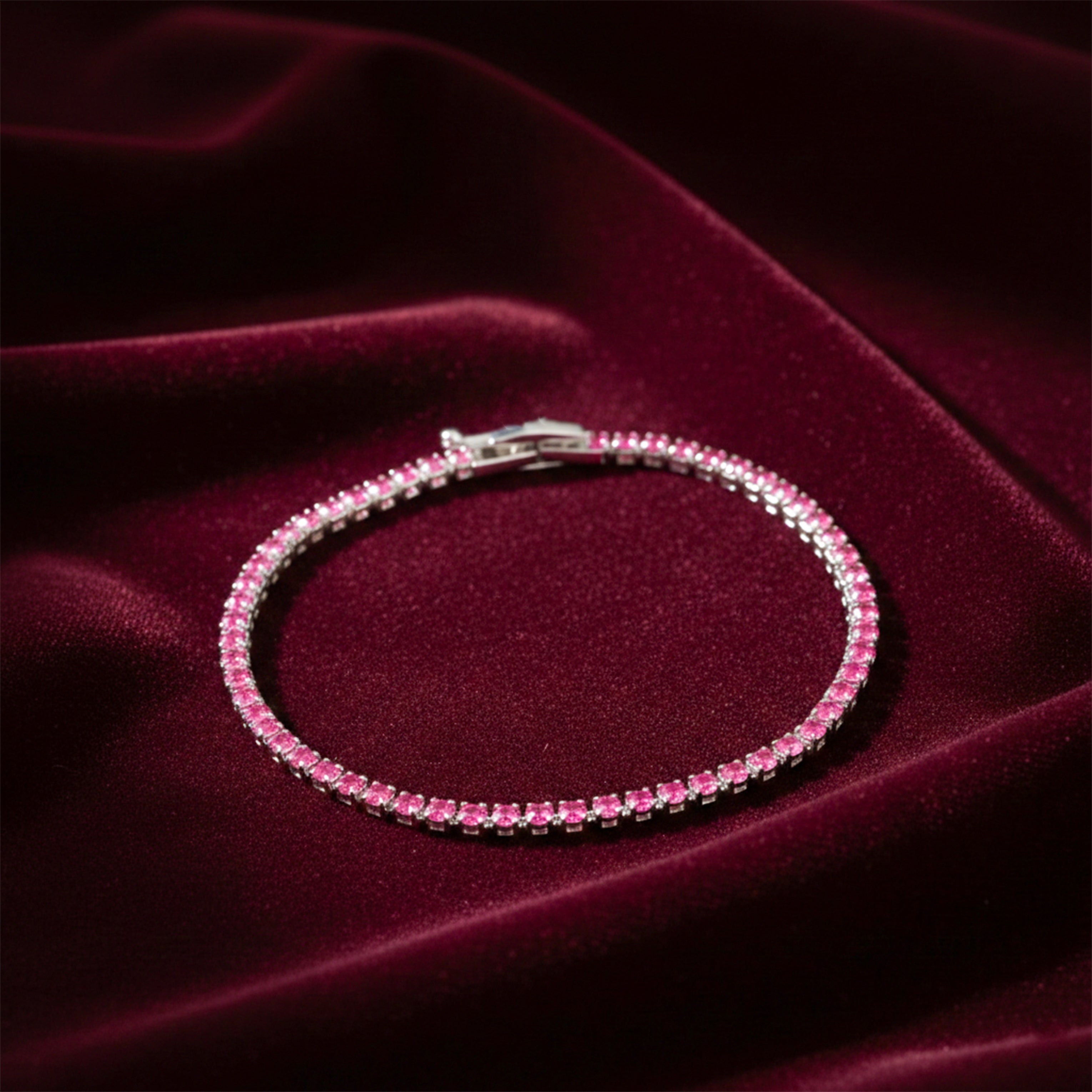 Pink Sapphire Tennis Bracelet GWB -58