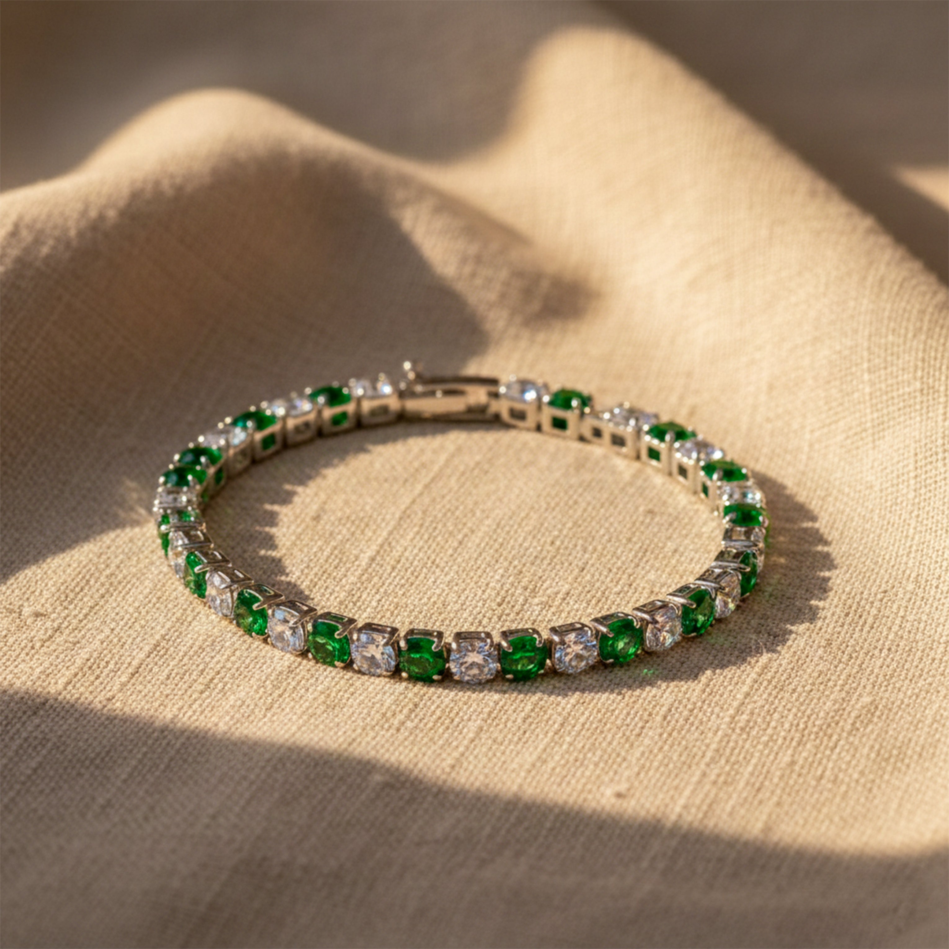 Emerald & Diamond Tennis Bracelet GWB -59
