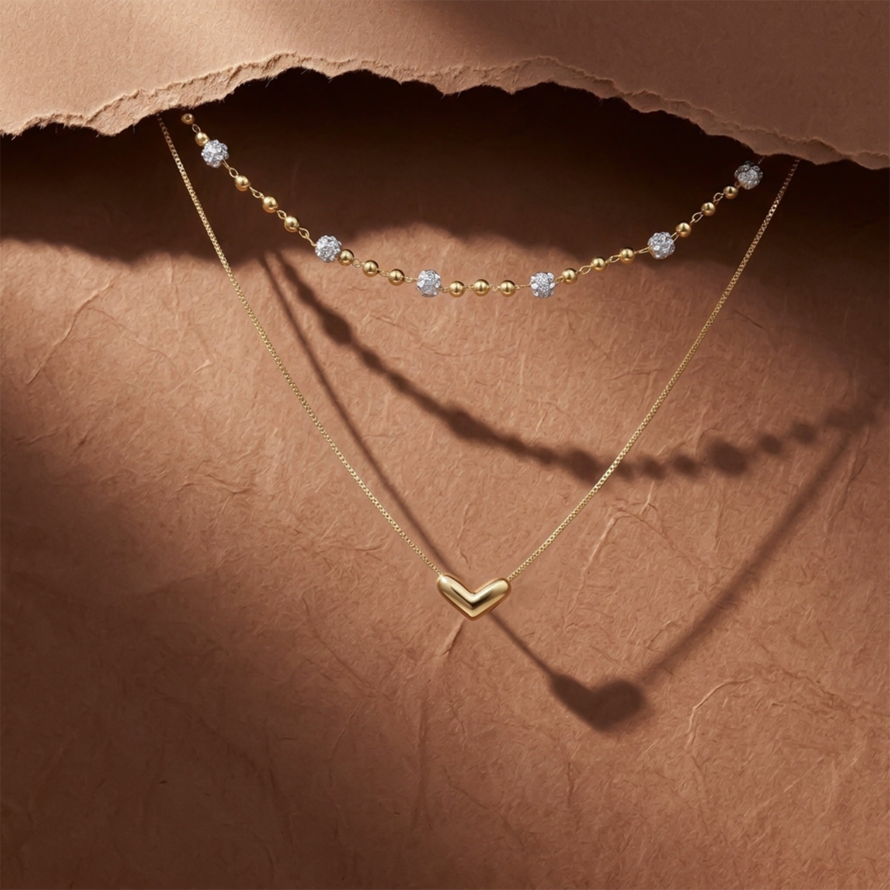 Layered Heart & Spark Beaded Necklace GWN -63