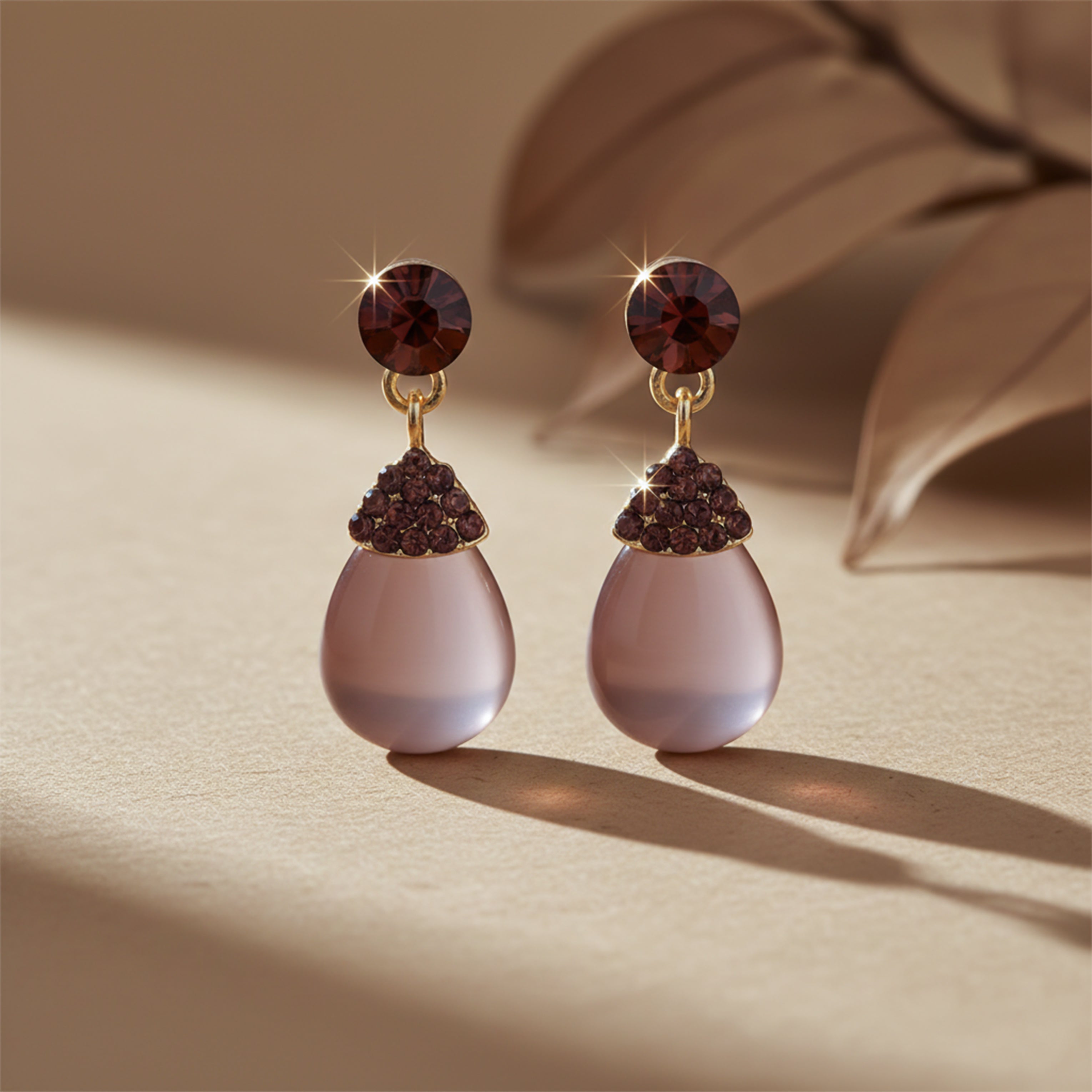 Smoky Teardrop Crystal Earrings GWE -214