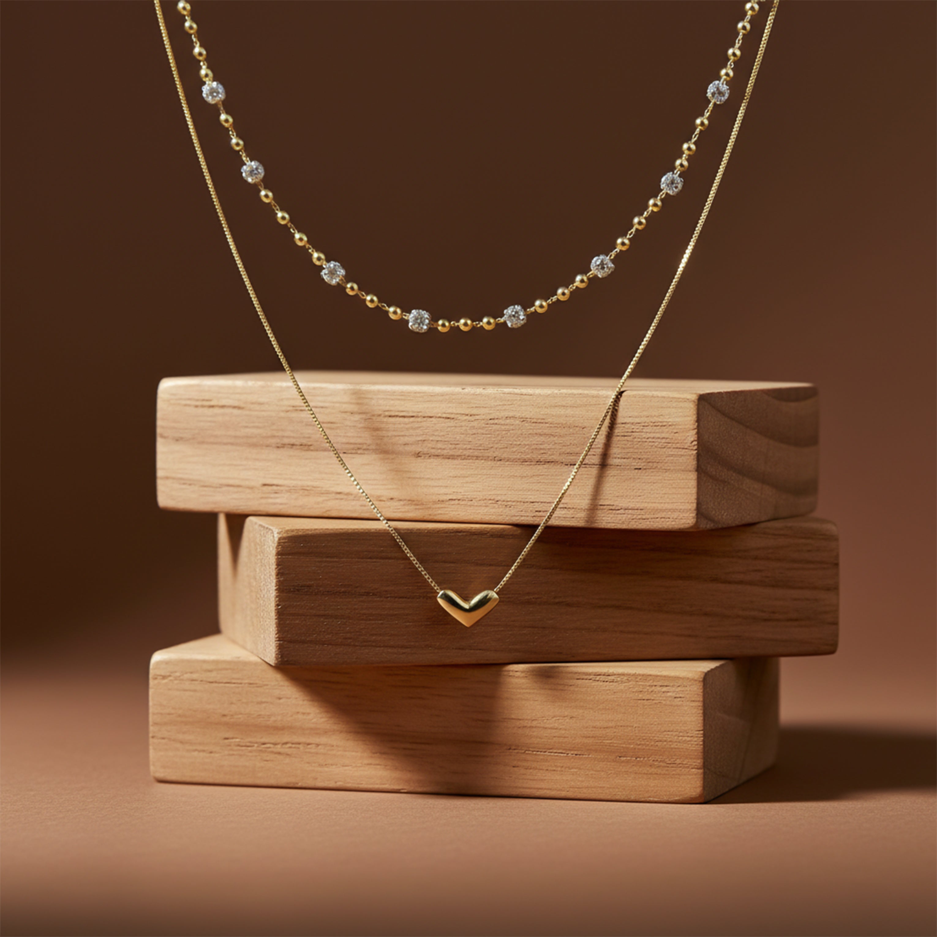 Layered Heart & Spark Beaded Necklace GWN -63