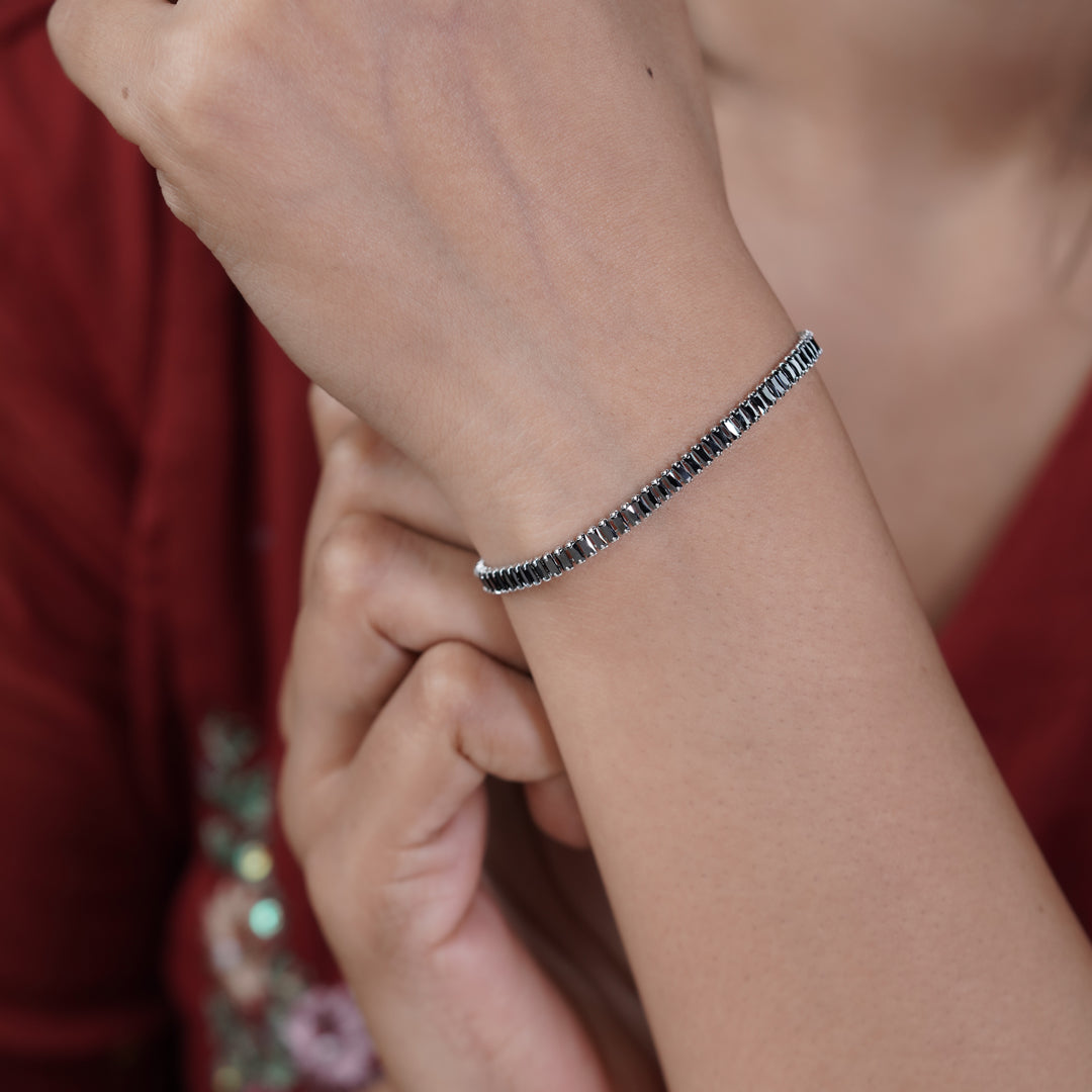 Tuxedo Silver Tennis Bracelet GWB -40