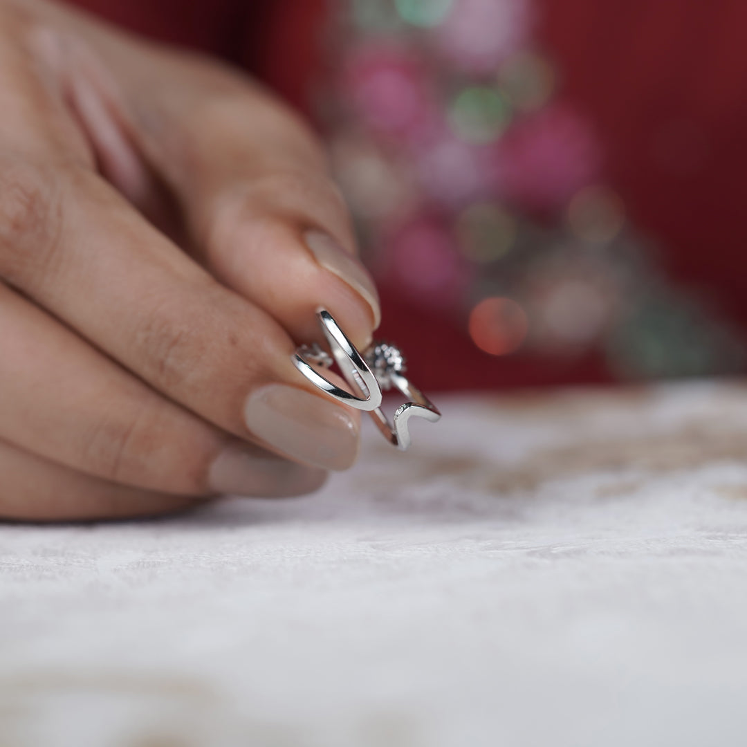 Silver Dual Flower Open Ring GWR -86