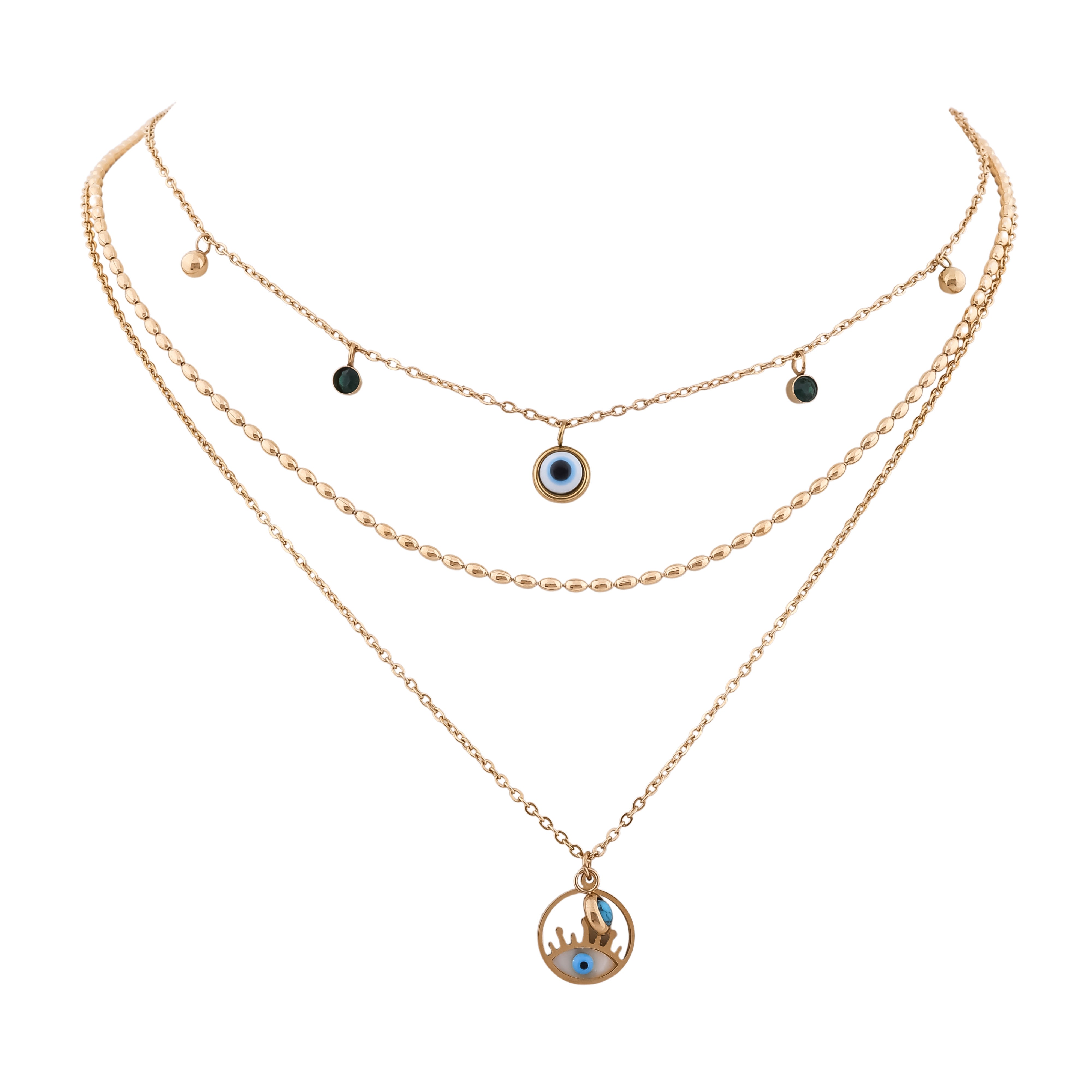 Evil eye 3 Layers Chain Neckless GWN -21