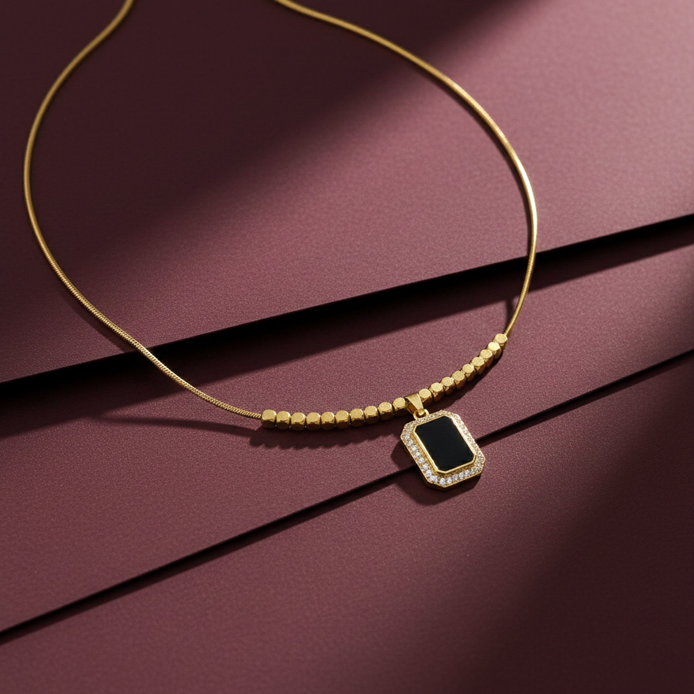 Modern Black Enamel Women Neckless GWN -114