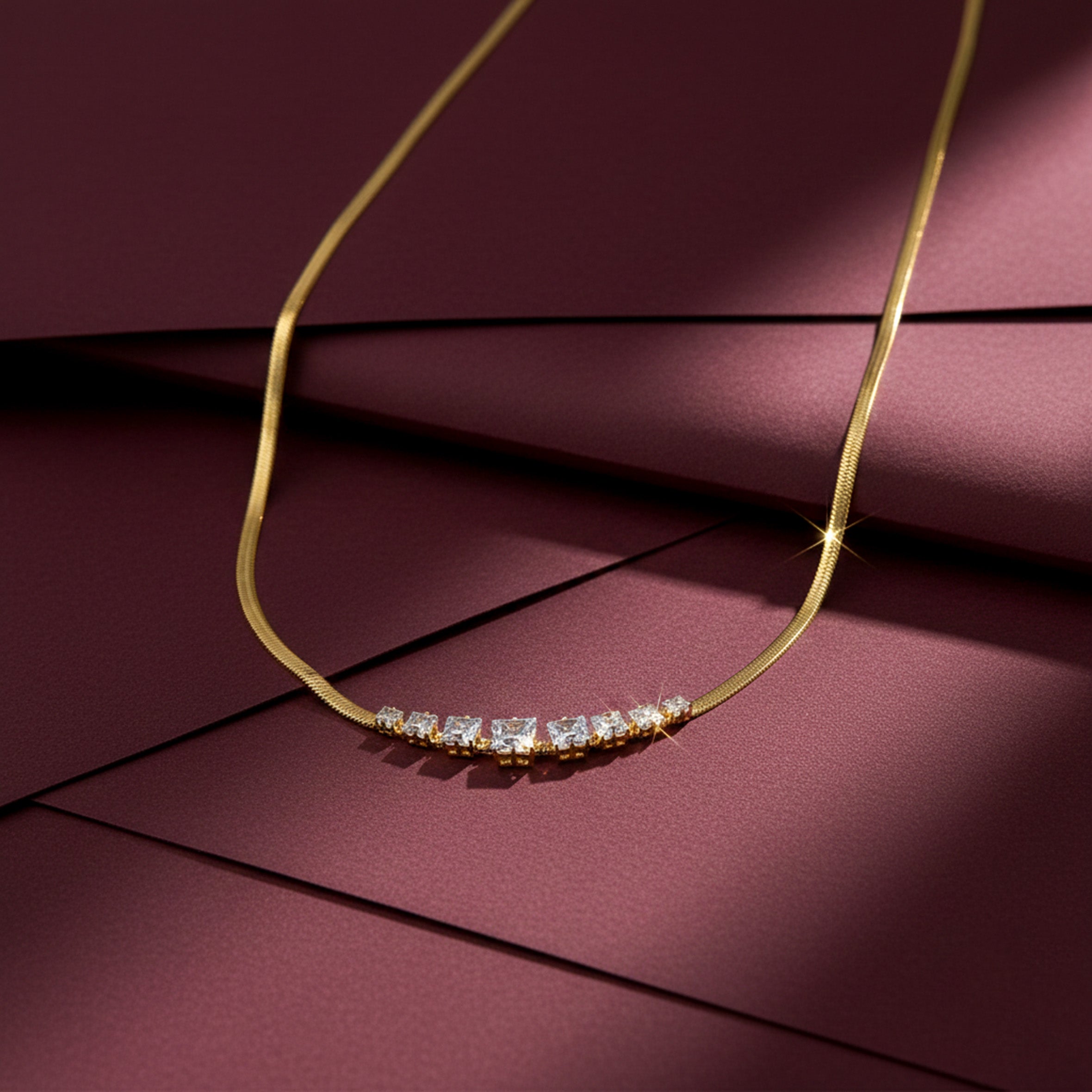 Crystal Bar Herringbone women Neckless GWN -128