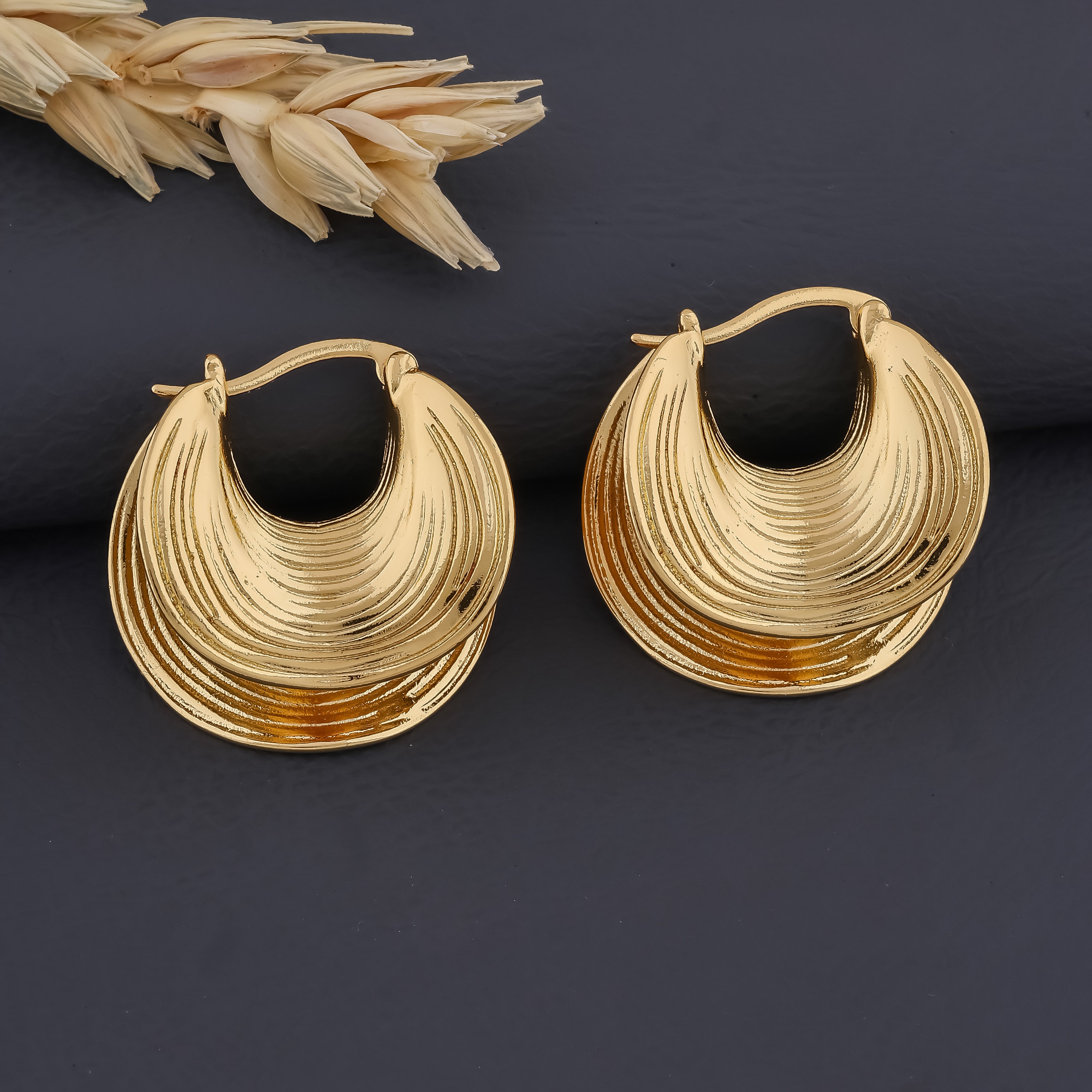 Waves  Gold Hoops Women Earring GWE -4